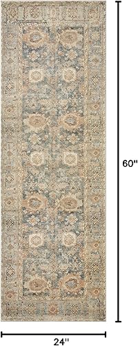 Miniatura 2 de Loloi II Colección Margot MAT-03 tapete decorativo color gris y azul (Ocean) con beige (Spice), 2 x 5pies CloudPile