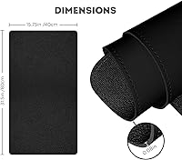 Vista 3 de FTC Alfombrilla de escritorio de piel sintética y secante, base de franela antideslizante (negro 31.5 x 15.75), alfombrilla de mouse cosida