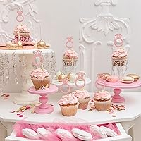 Vista 20 de 24Pcs Gold Glitter Diamond Ring Donut Toppers Cupcake Picks Wedding Cake Decorations for Bridal Shower Wedding Engagement Party Decorations