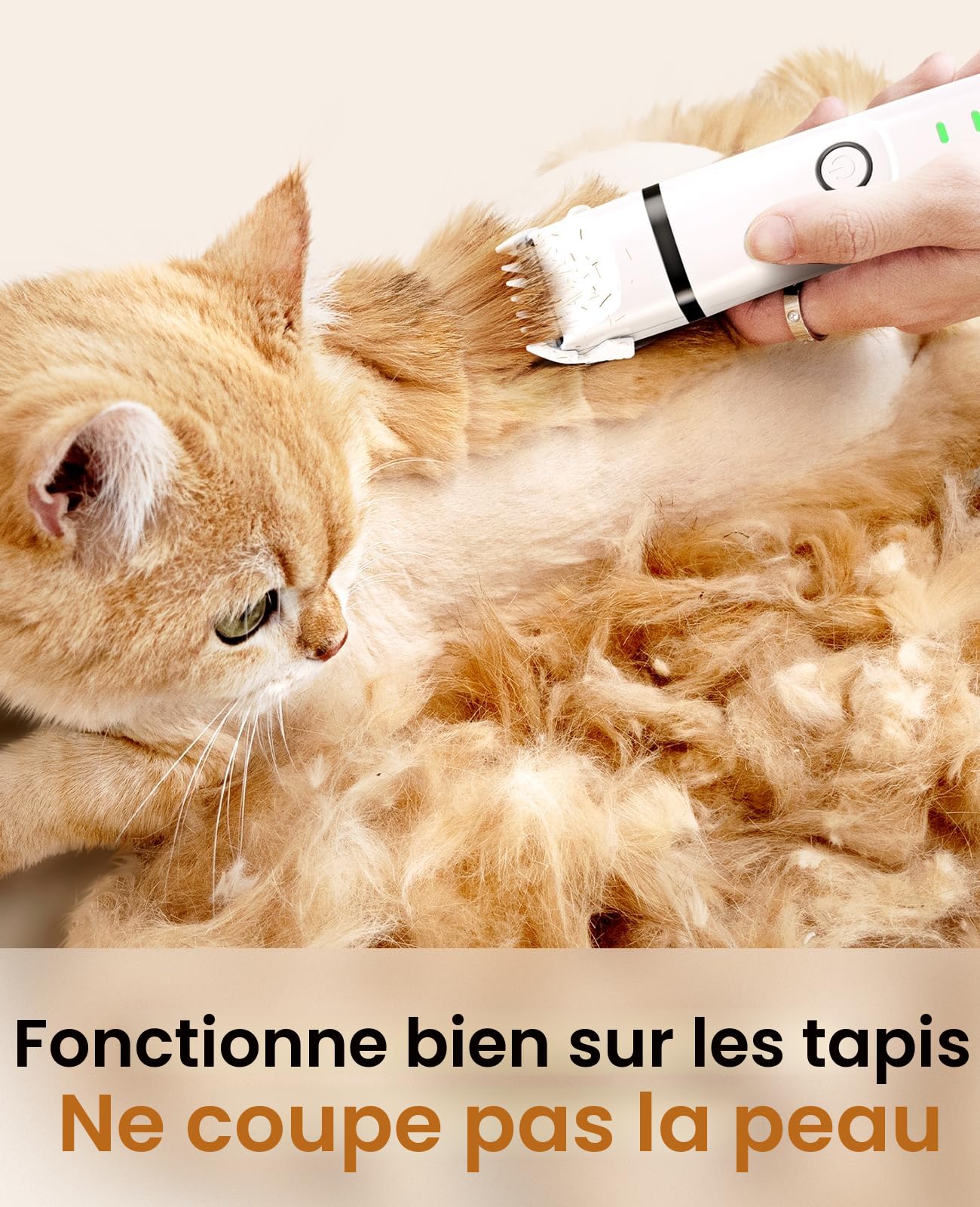 oneisall Tondeuse silencieuse 3 en 1 pour chien et chat - Tondeuse professionnelle pour pattes, fesses, nouées - Dingleberry (blanc)