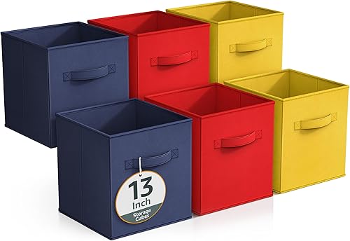 Miniatura 9 de Sorbus Cubos de almacenamiento plegables  6 cestas de tela para organizar despensa, estante, caja de juguetes, cubos, organizador de armario,