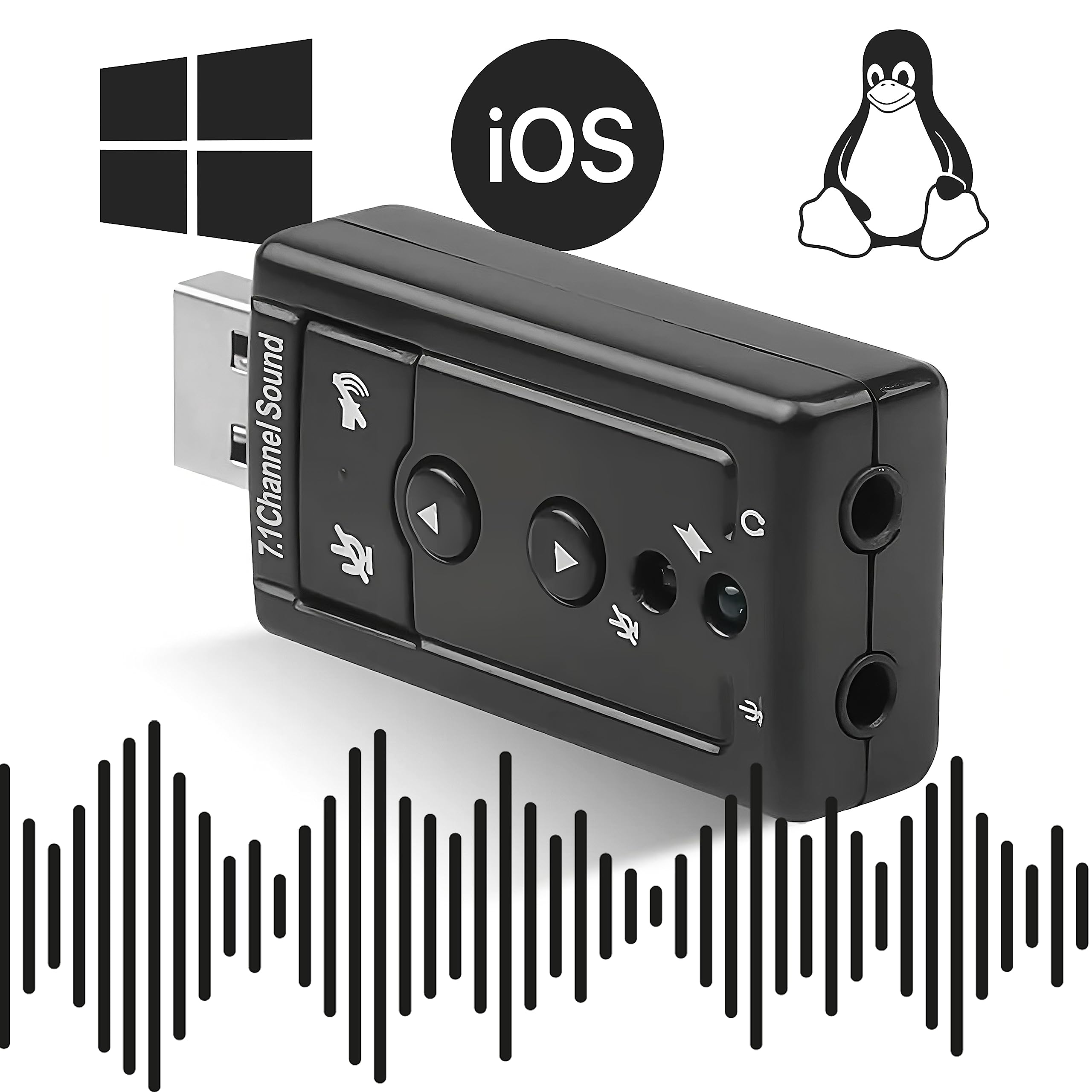 Retoo USB Carte Son Externe USB 2.0 Surround Sound Audio Stéréo Adaptateur Sound Card Compatible pour PC Windows, Ordinateur Tablette, PC, Adaptateur Externe Connecteur pour Casque Microphone