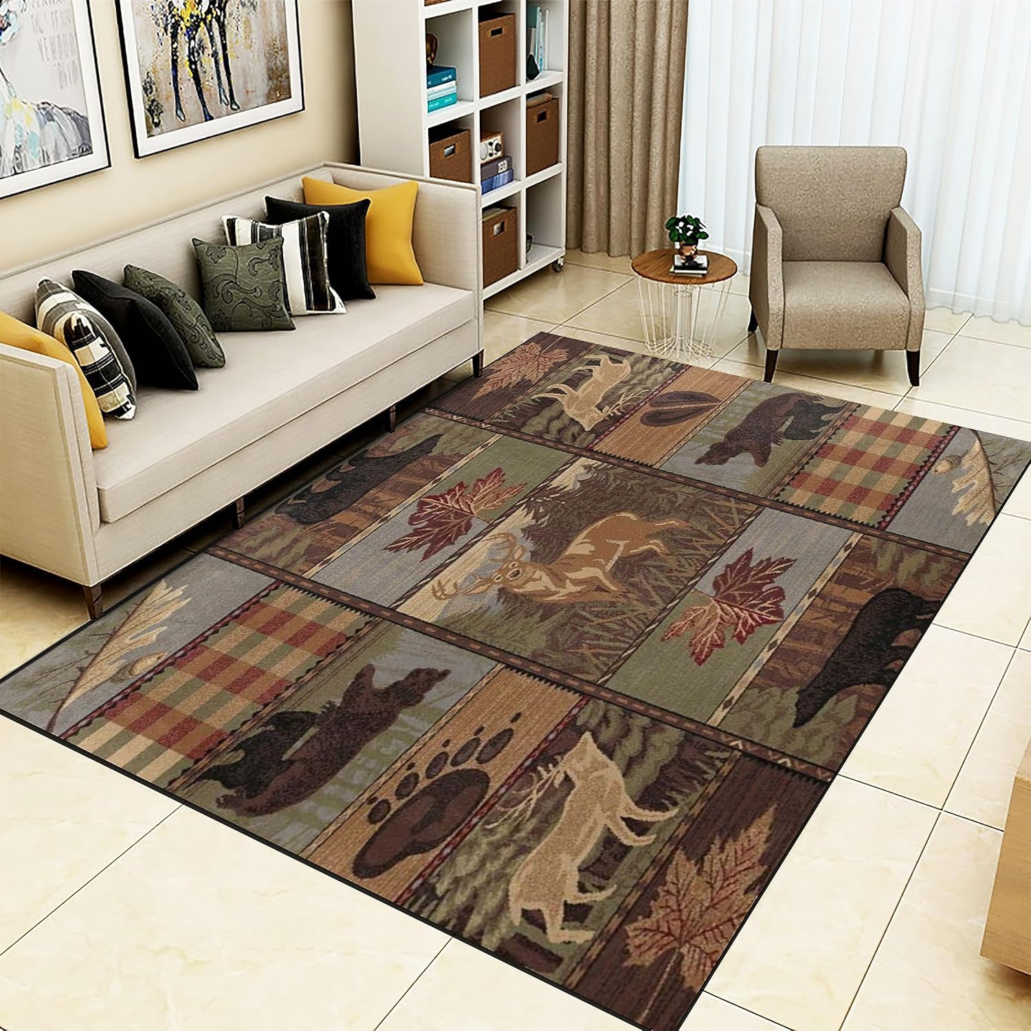 Tapis de chambre faune rétro grand tapis de sol antidérapant 180x280