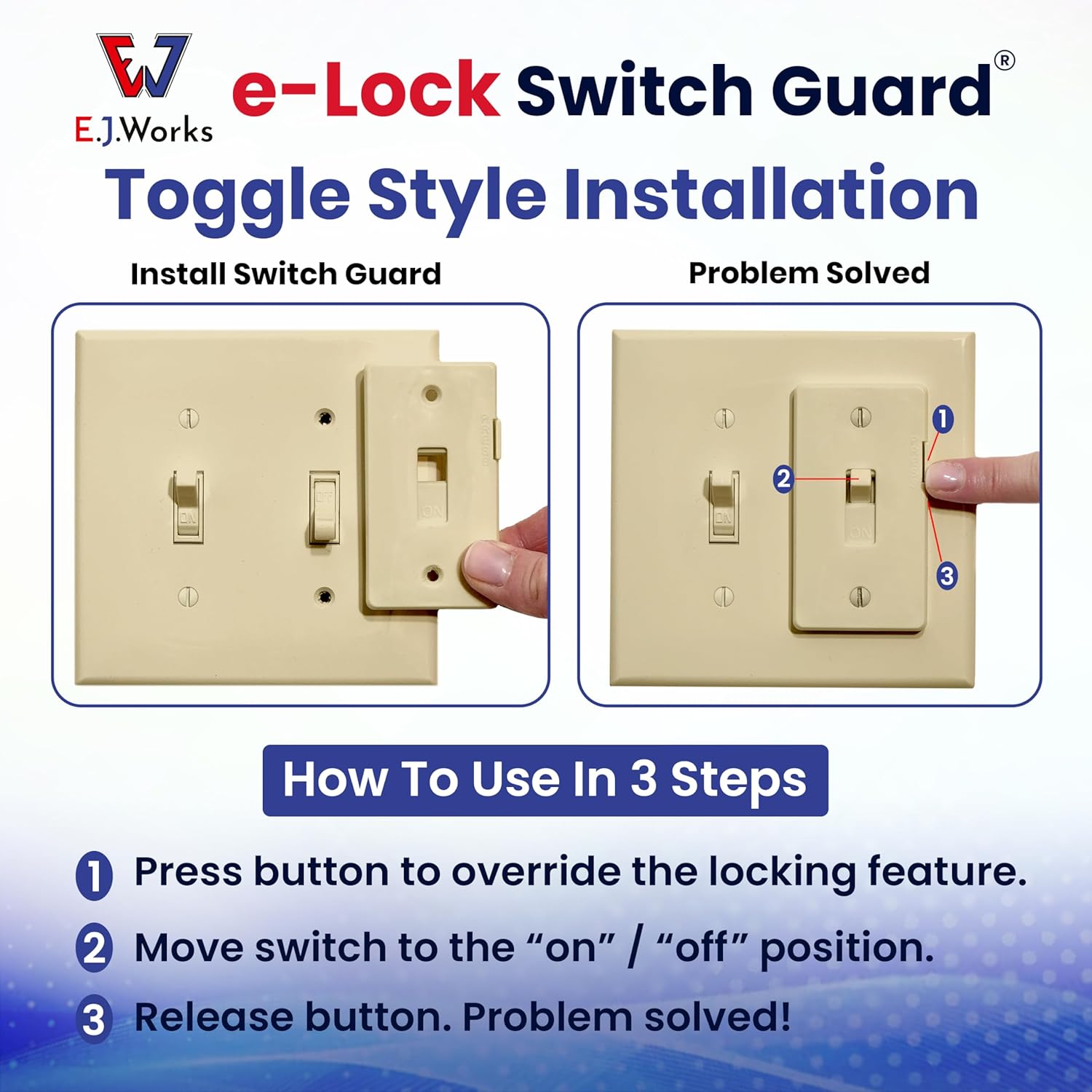 Switch Guard with Slider & Easy ON/OFF Push Button Activation | Attractive, Functional, and Versatile Design | Perfect for Child Proofing Switches | Residential Use | 4 Pack | Toggle Style | Ivory