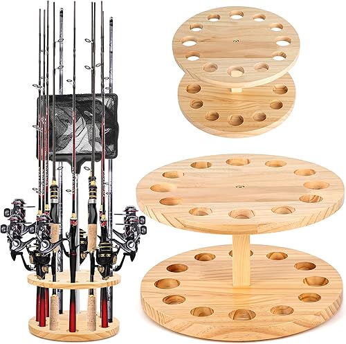 Sawowkuya V12 - Soporte para caña de pescar, organizador de caña de pescar para garaje, soporte vertical para caña de pescar, regalos de pesca para