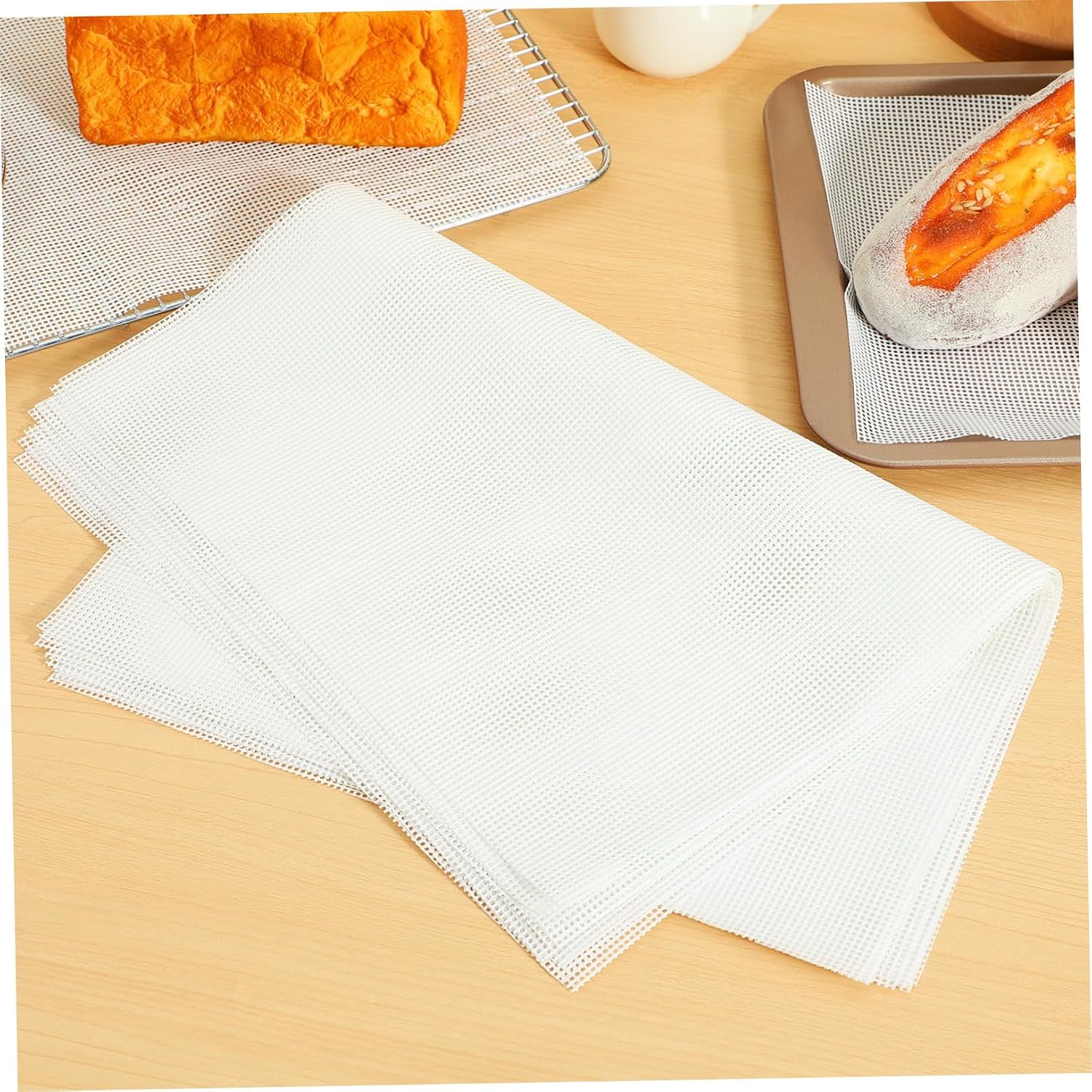 PRETYZOOM 10pcs Sheets Reusable Silicone Dehydrator Mesh Sheets for Ovens Steamers Non Stick Liners Kitchen Accessories