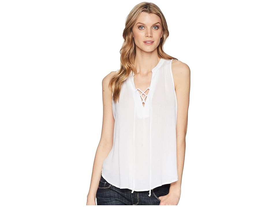 

Stetson 1577 Rayon Crepe Laced Loose Tank Top (White) Women's Clothing