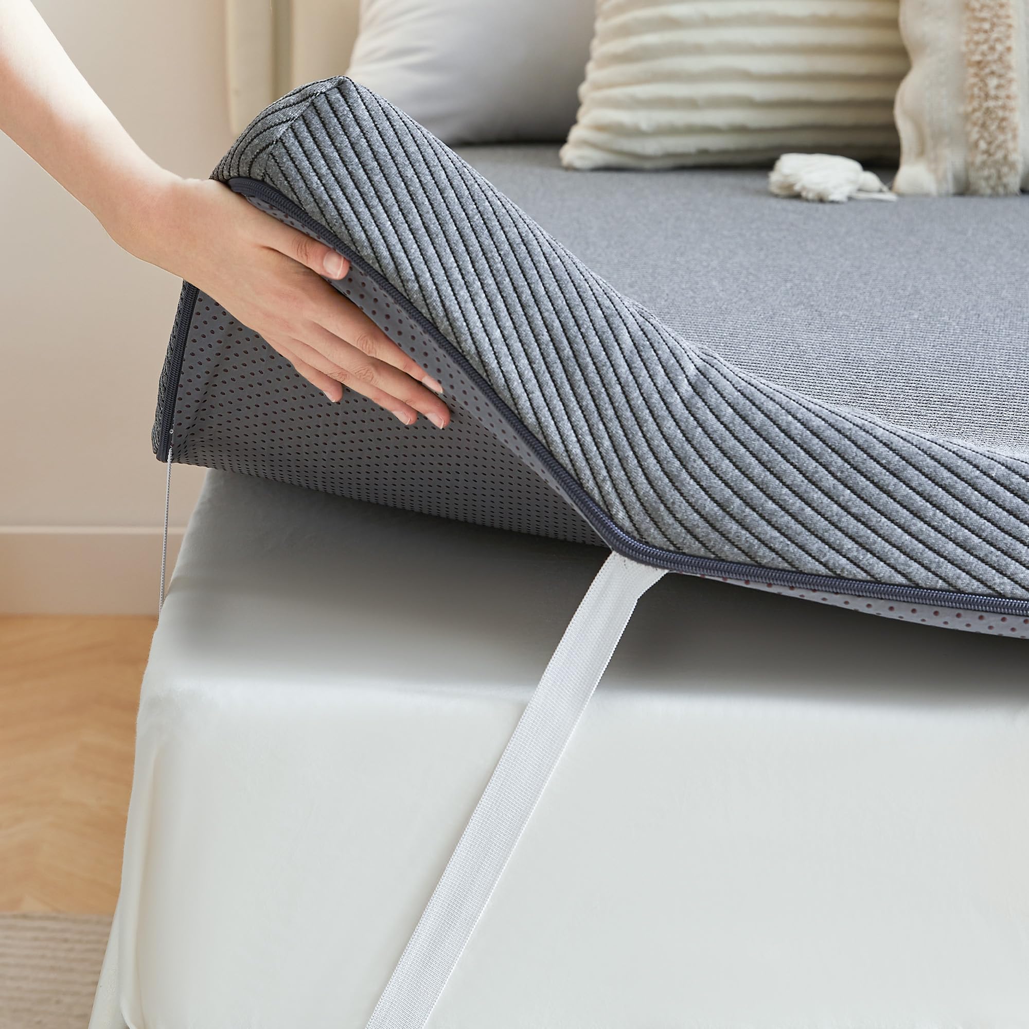 Memory Foam Mattress Topper 3 inch Queen Mattress Topper with Removable Soft Cover Bed Topper for Dorm Travel