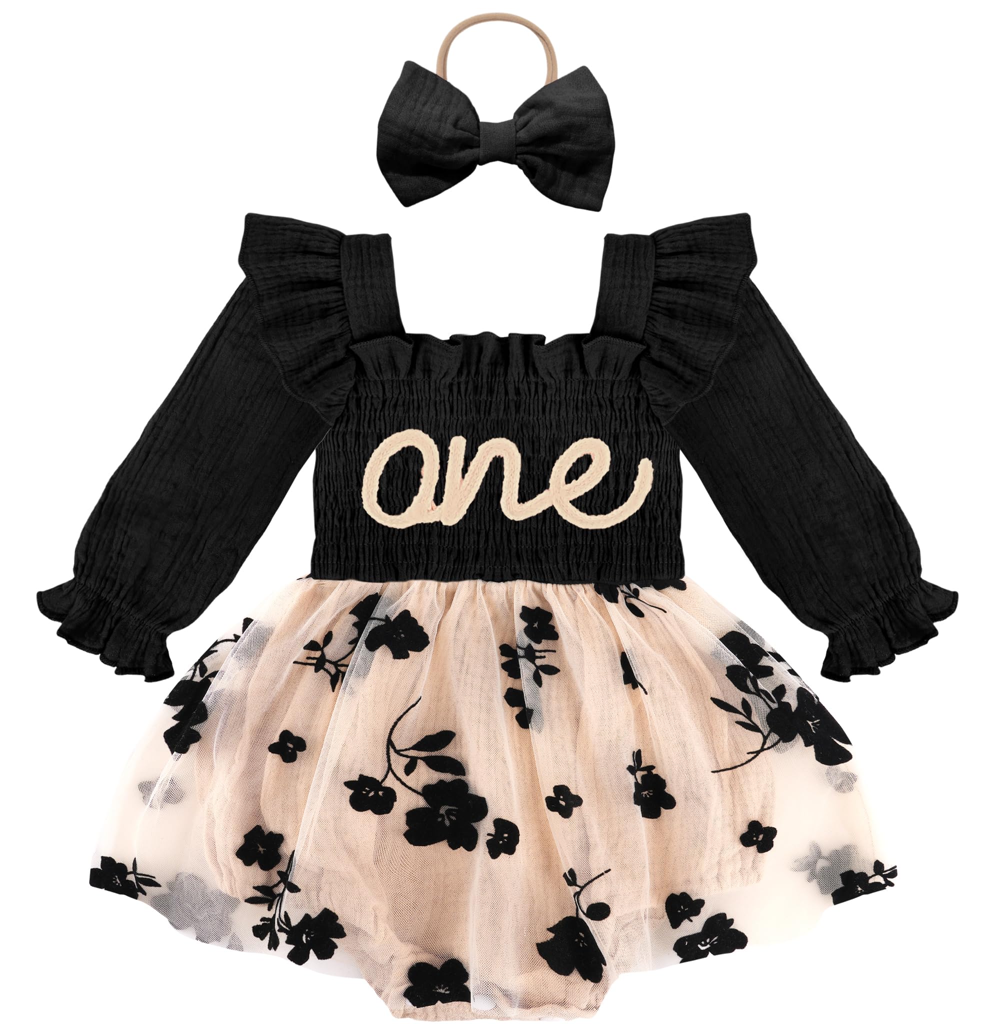 HONGTEYA Baby Girl 1st Birthday Outfit First Romper Tulle Dress Gifts