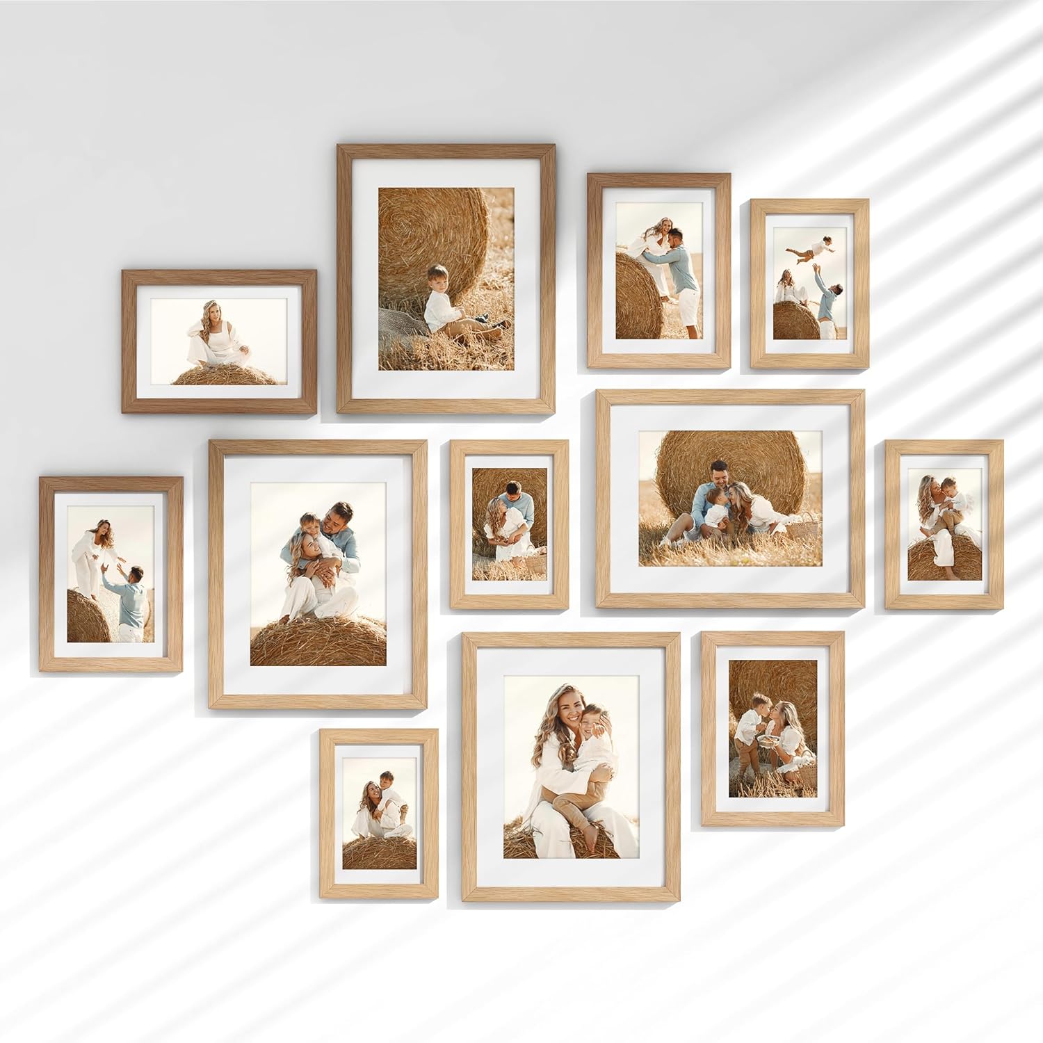 Venusmiles 12 Pack Picture Frames Collage Wall Decor, Gallery Frame Set for Wall Mounting or Tabletop Display, Multi Sizes Including 4pcs 8x10, 4pcs 5x7, 4pcs 4x6, Oak