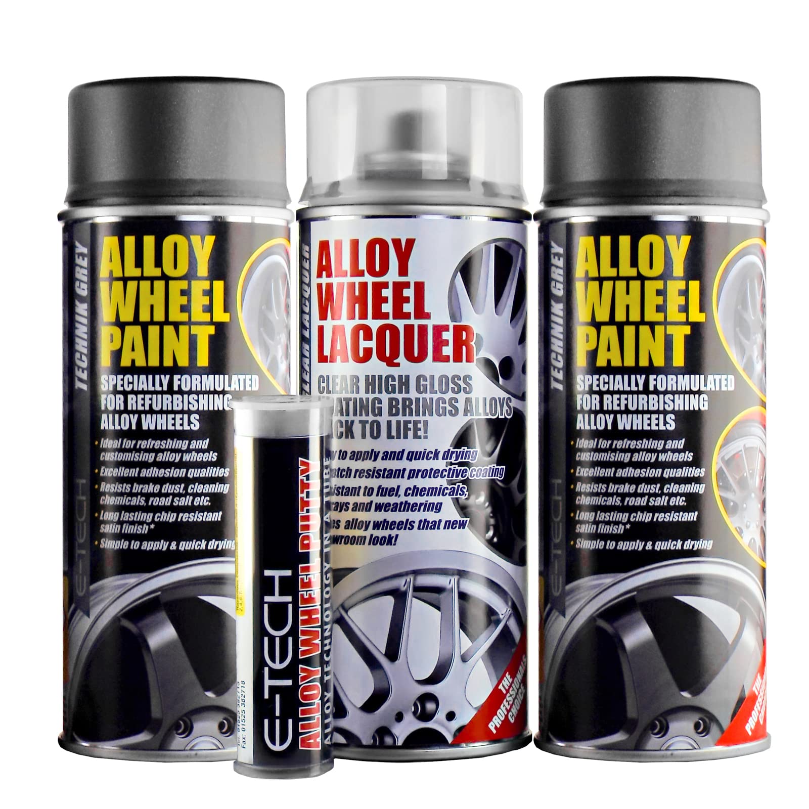 Mp Essentials Technik Grey E-Tech Alloy Wheel Paint And Refurb Kit In Gold Including Gloss Lacquer & Putty Filler For Any Scuffs (Technik Grey)