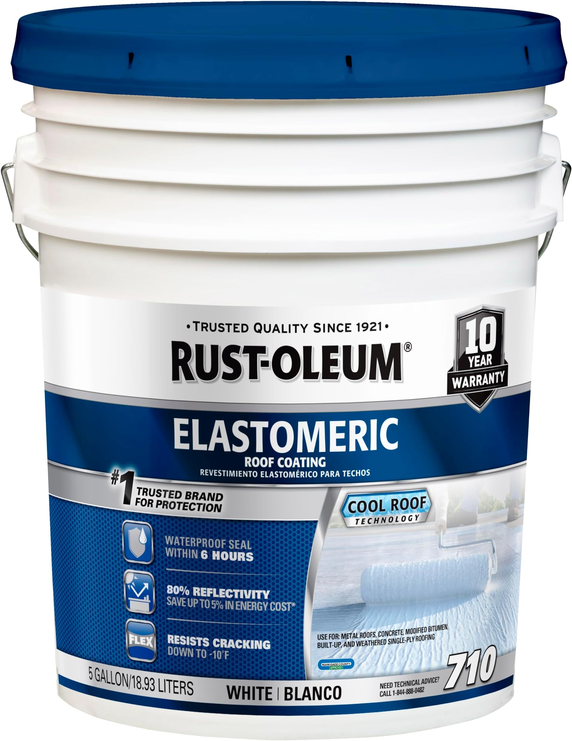 Rust-Oleum 710 Elastomeric Roof Coating, 5 Gallon, White