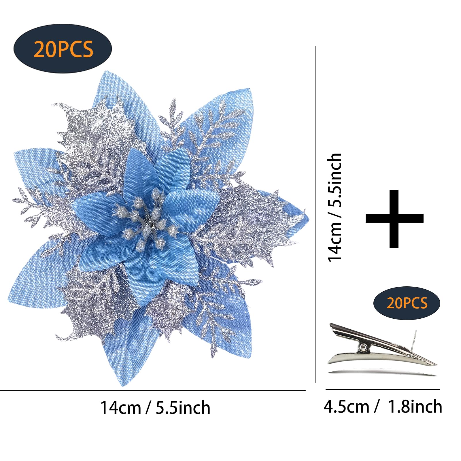 MIKAILE 20PCS Christmas Flowers Artificial with Clip - Image 2