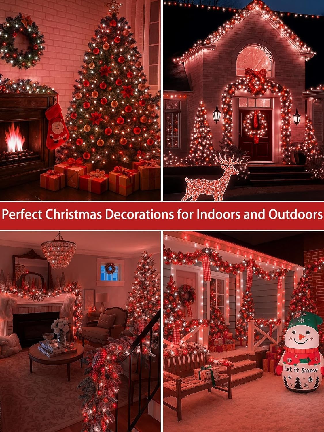 2 Pack 66FT 200 LED Red and White Christmas String Lights Indoor Outdoor, 13 Modes Extendable Christmas Tree Lights with Timer & Memory, Waterproof Twinkle Xmas Lights for Tree Holiday Party Garden - Image 7