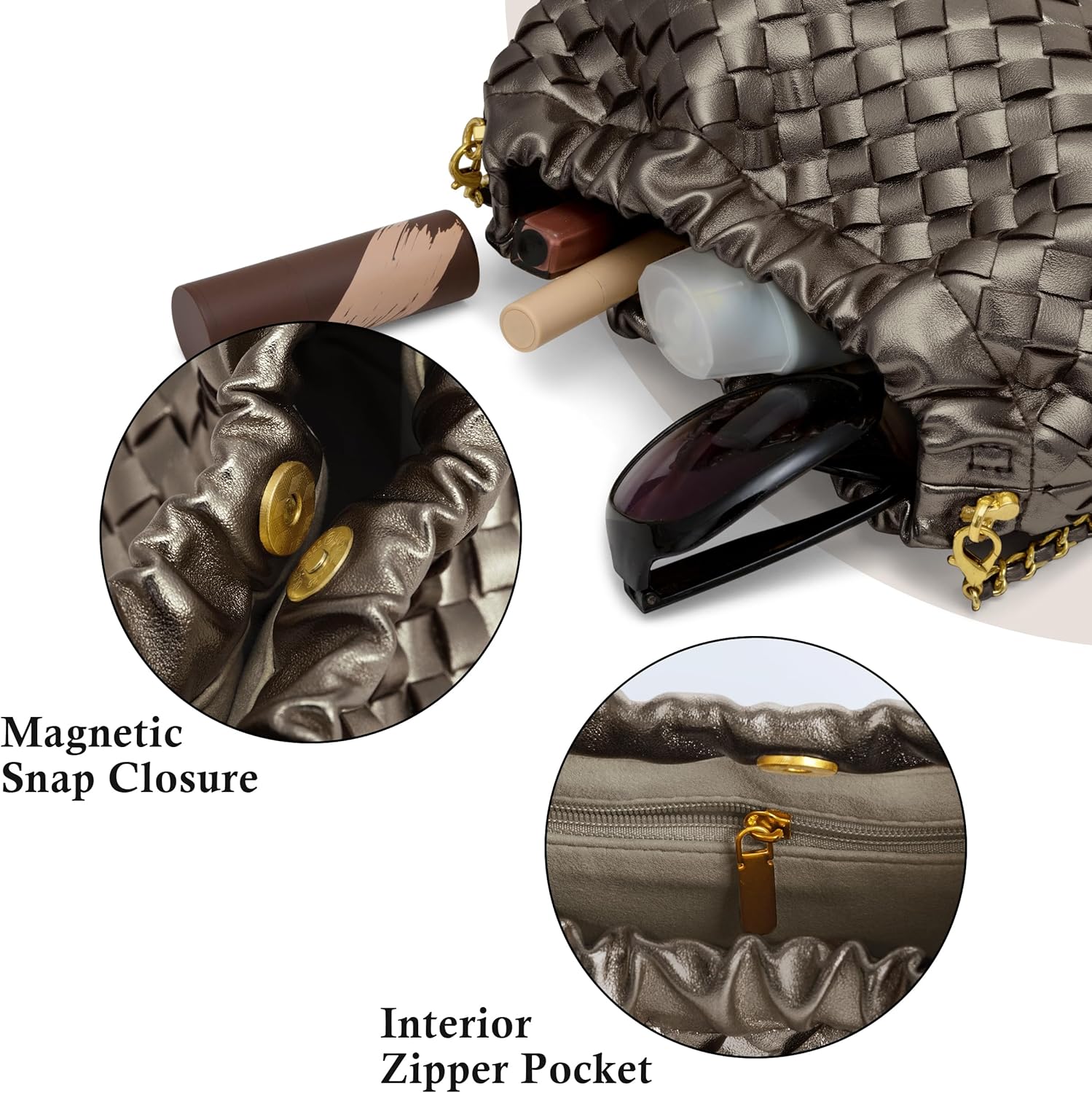 Joryin Woven Women's Crossbody Bag & Evening Purse, Trendy Dumpling Clutch & Hobo Cloud Shoulder Bag Trendy Dumpling Clutch - Image 6