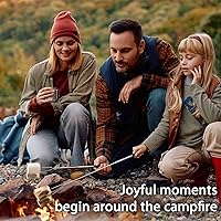 Vista 5 de Juego de 10 palos para asar malvaviscos - Palos largos telescópicos para Smores para fogón, fogata, parrilla, hoguera, fiesta, accesorios de BBQ