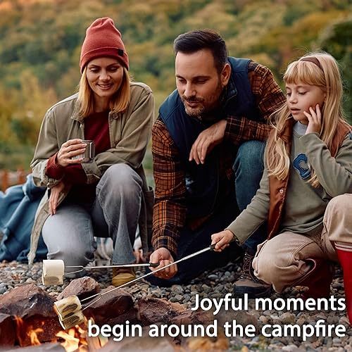 Miniatura 5 de Juego de 10 palitos para asar malvaviscos, palos largos telescópicos para fogata, parrilla, fogata, fiesta, barbacoa, accesorios con bolsa de