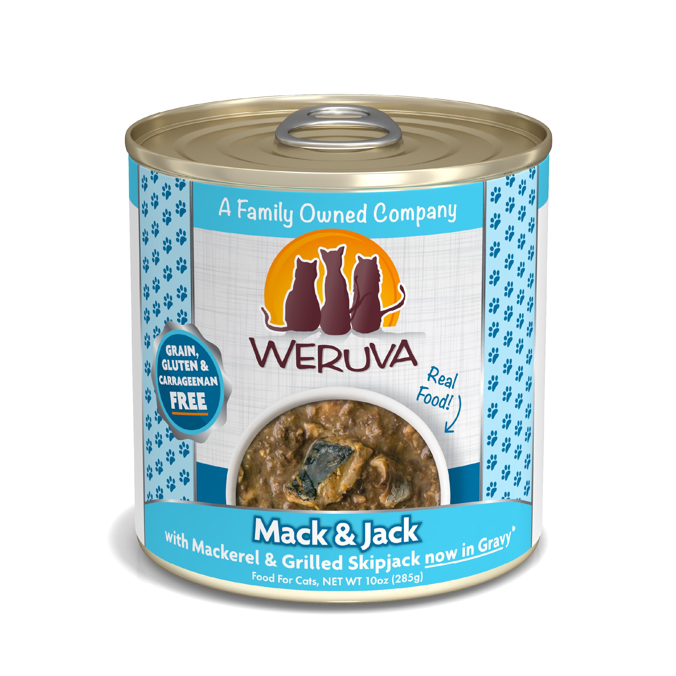 WeruvaClassic Cat Food, Mack & Jack with Mackerel & Grilled Skipjack in Gravy, 10oz Can (Pack of 12)