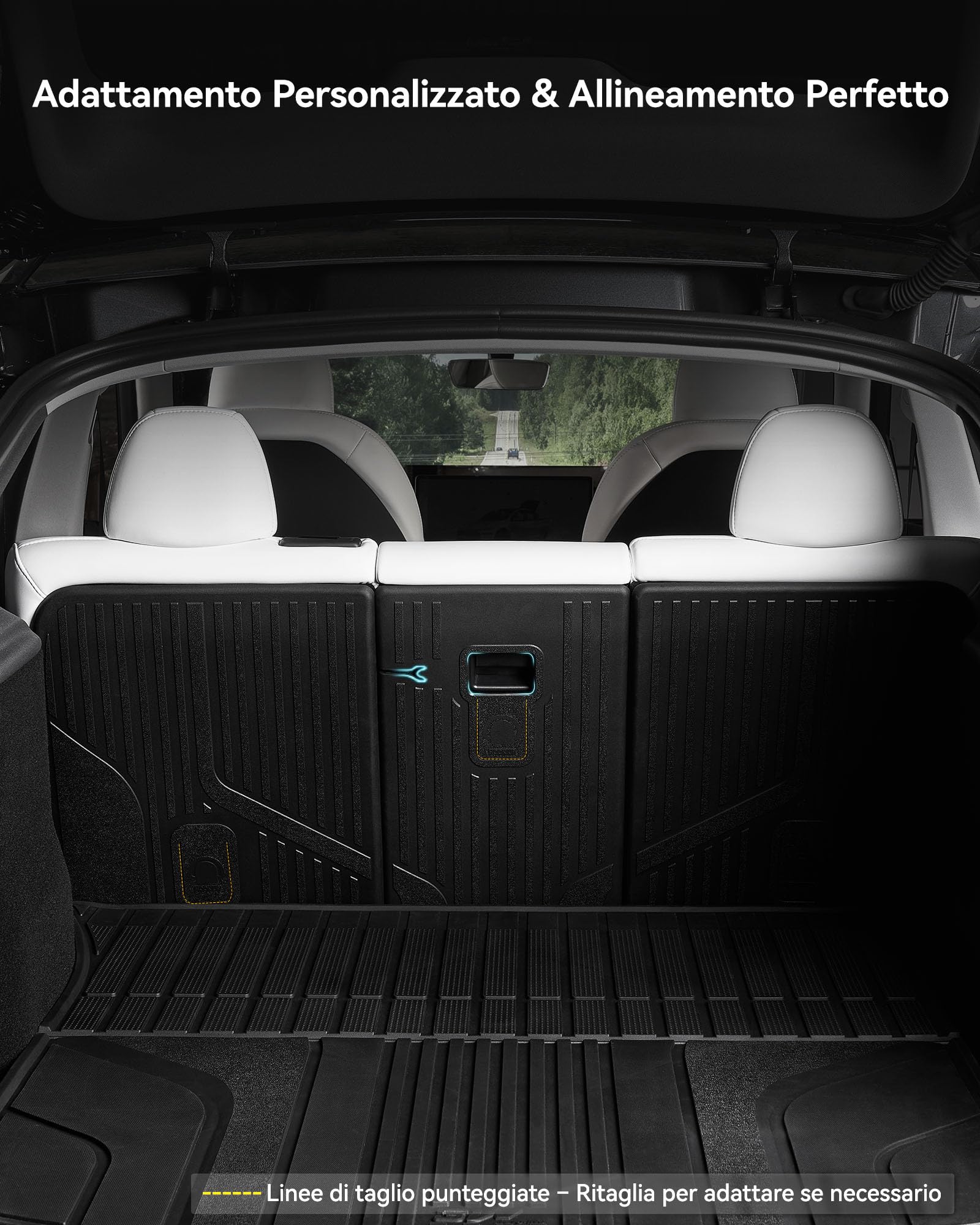 3W Tappetini per schienale per Tesla Model Y Juniper 2025-2026 Premium/Performance, Non per Model Y Standard 2026, TPE All-tempo Tappetini in gomma su misura per accessori per tappetini auto Model Y