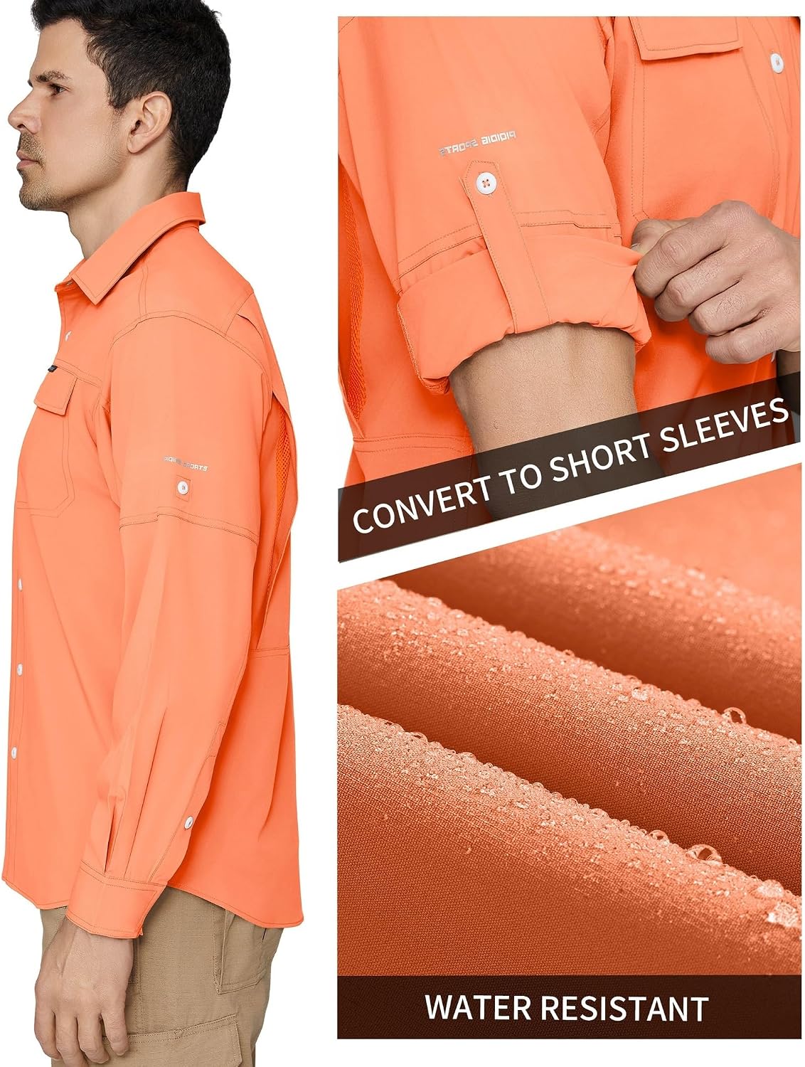 PIQIDIG Men's Long Sleeve Sun Protection Shirts UPF 50+ Quick Dry Button Down Shirts Hiking Fishing Camping Travel Work