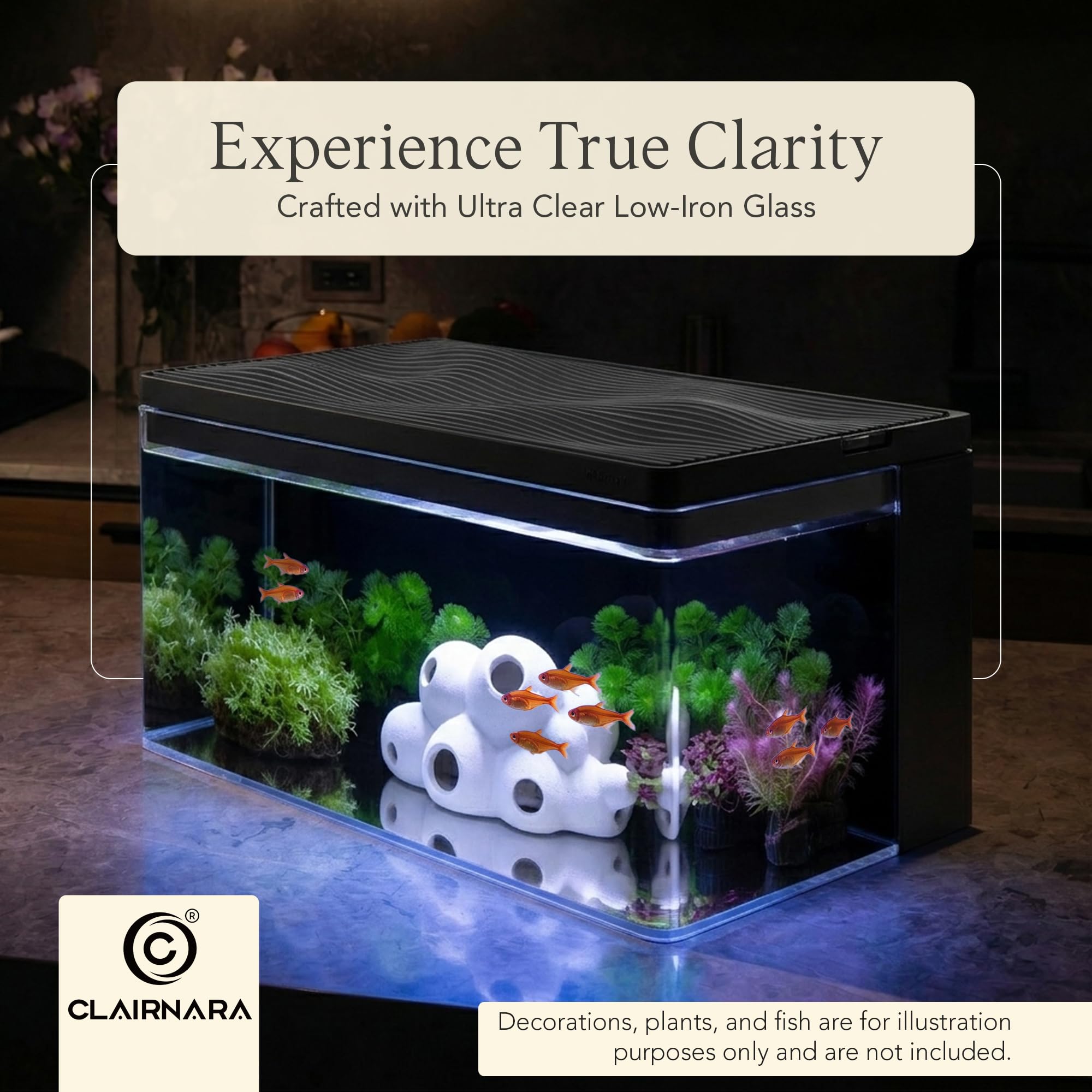 Harmony Aquarium Deluxe von Clairnara – All-in-One Süßwasser-Fischbecken mit LED-Licht, leiser Pumpe und patentierter Filtration – iF Design Award Gewinner