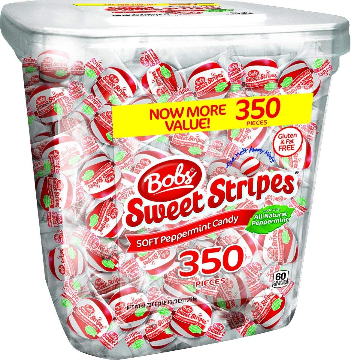 BobsSweet Stripes Soft Mints Candy, Peppermint, 3.85 Pound (2 Pack(3.85 Pound))