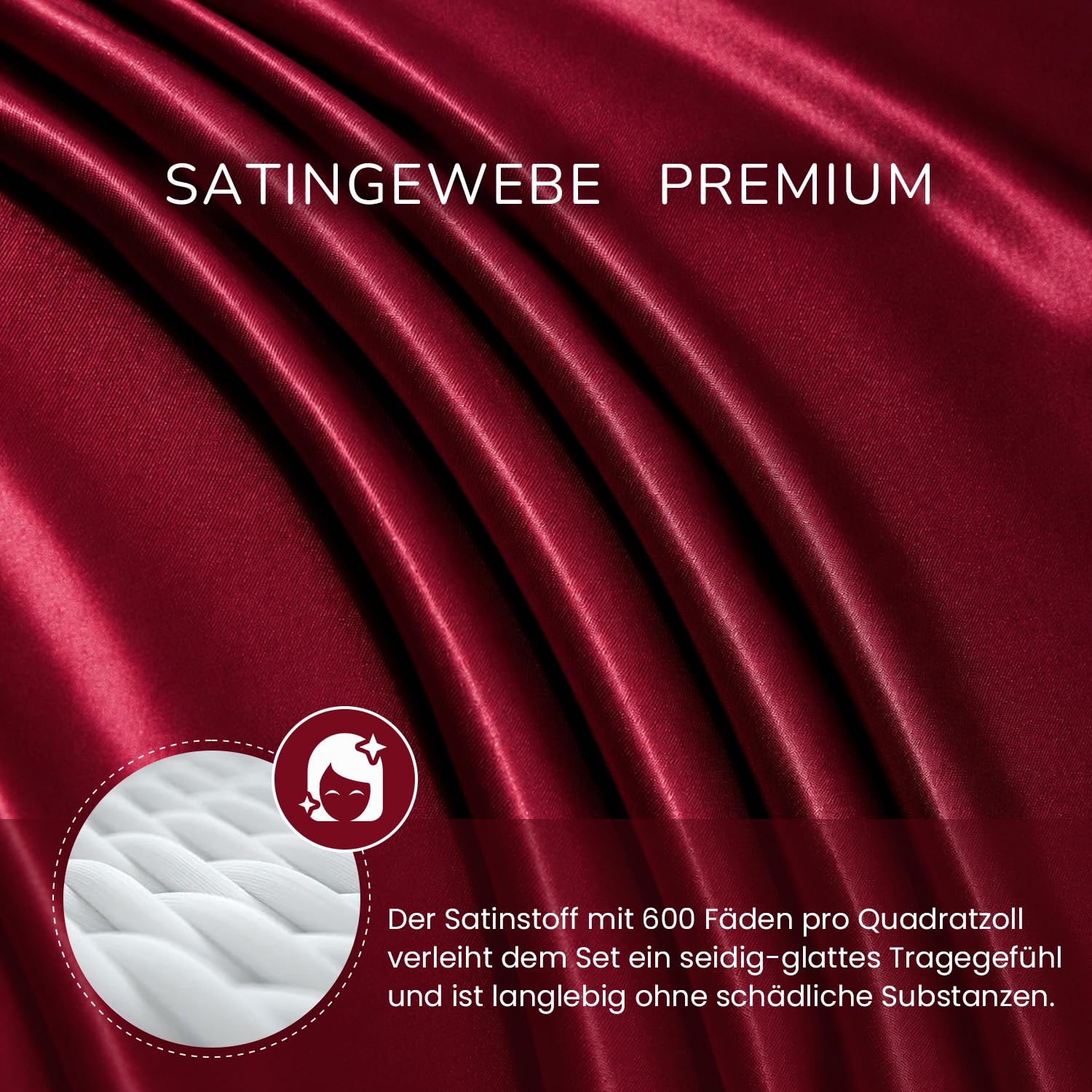 Lanqinglv - Juego de ropa de cama de satén, 135 x 200 cm, simulación de seda, 2 piezas, lila, funda nórdica con funda de almohada de 50 x 75 cm, microfibra, borgoña, 220x240cm+80x80cm*2