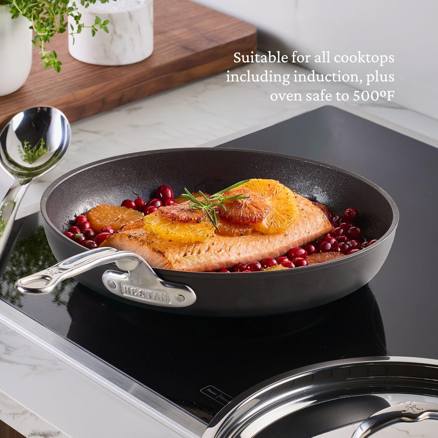 Hestan TITUM Fusion 3-Piece Nonstick Skillet Set, (8", 9.5" & 12.5"), Double Impact Stainless Steel Base & Aluminum Body, Induction Compatible, Made without PFOAs