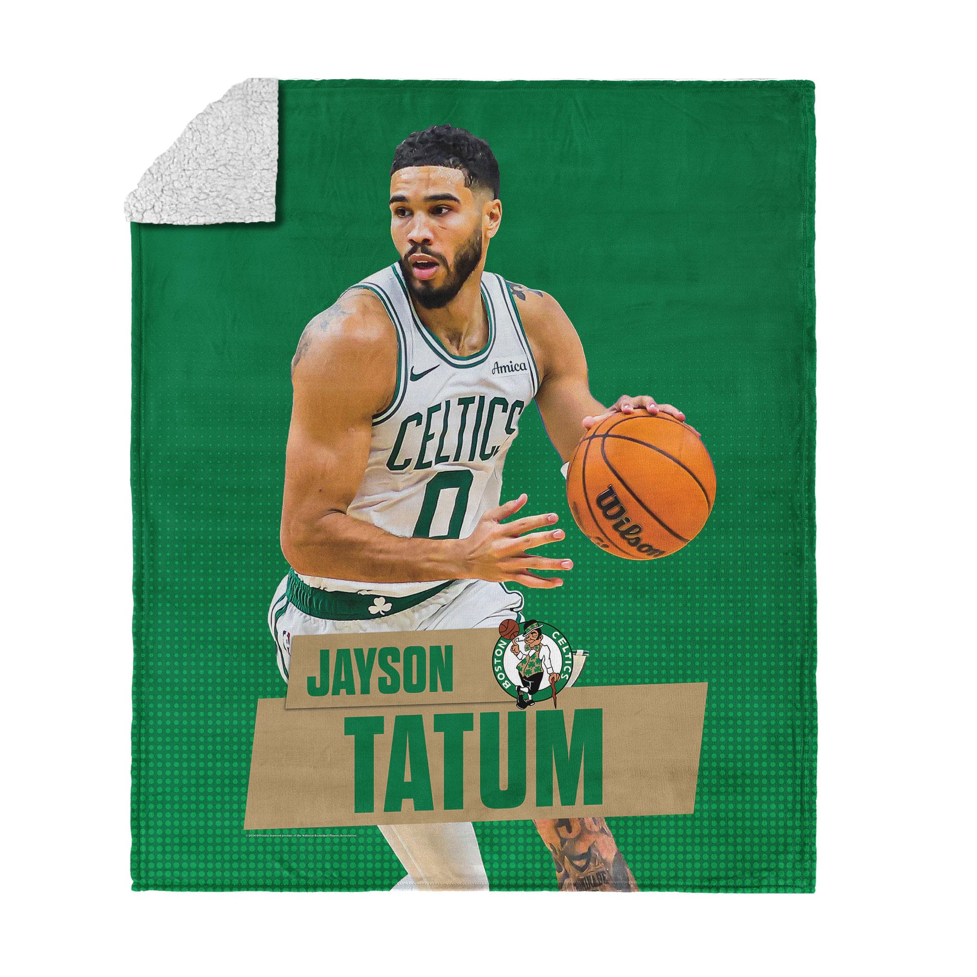 Northwest NBA Boston Celtics Jayson Tatum Silk Touch Sherpa Throw Blanket, Cozy for All Seasons, Lightweight for Couch, Sofa, Boys Girls Bedding, 50 x 60 inches