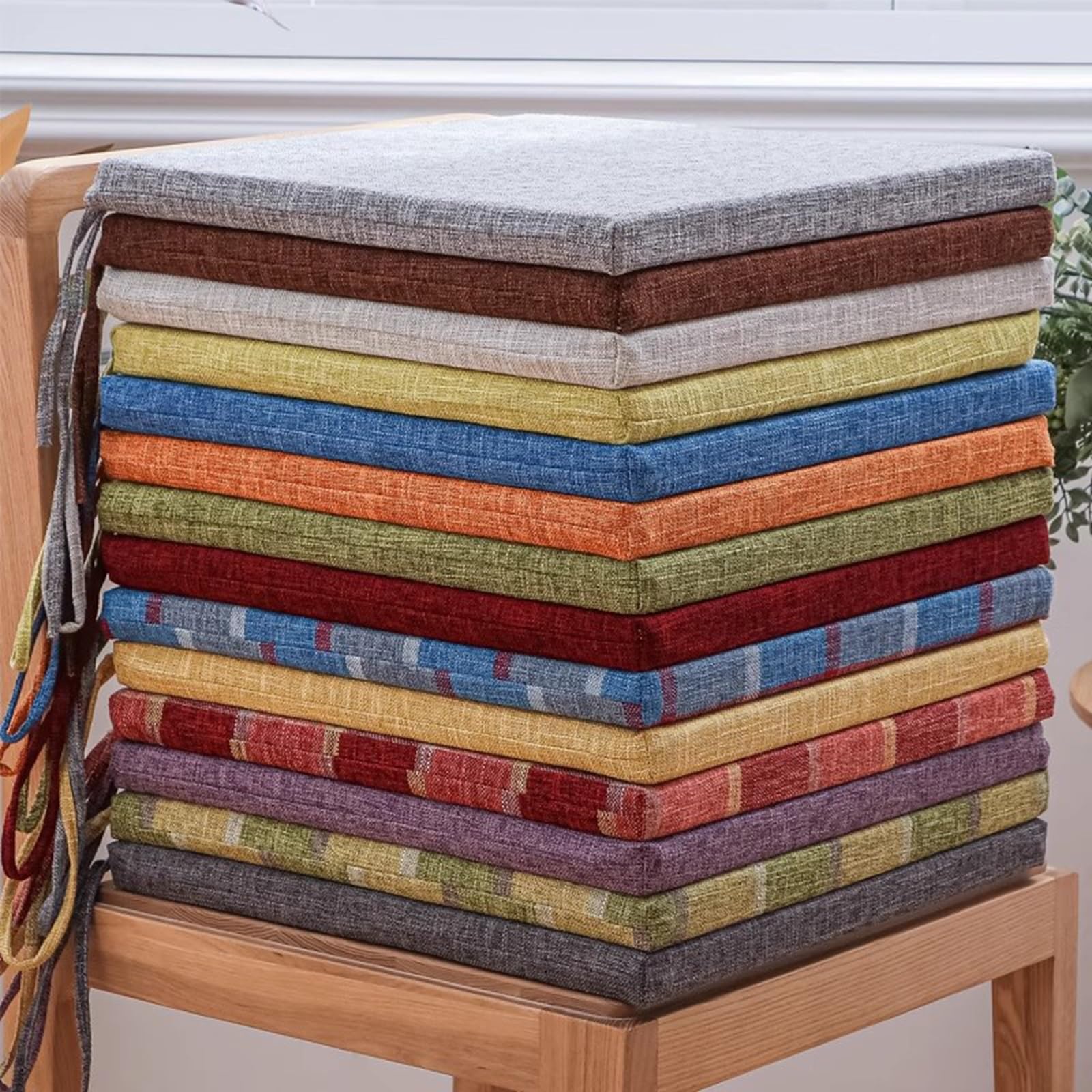 Cuscino di rialzo per poltrona 40X40X5cm 4 pezzi con cinghie di fissaggio, comodo memory foam spesso, cuscino per seduta lavabile con cerniera, tappetino per sedia per soggiorno, sala da pra