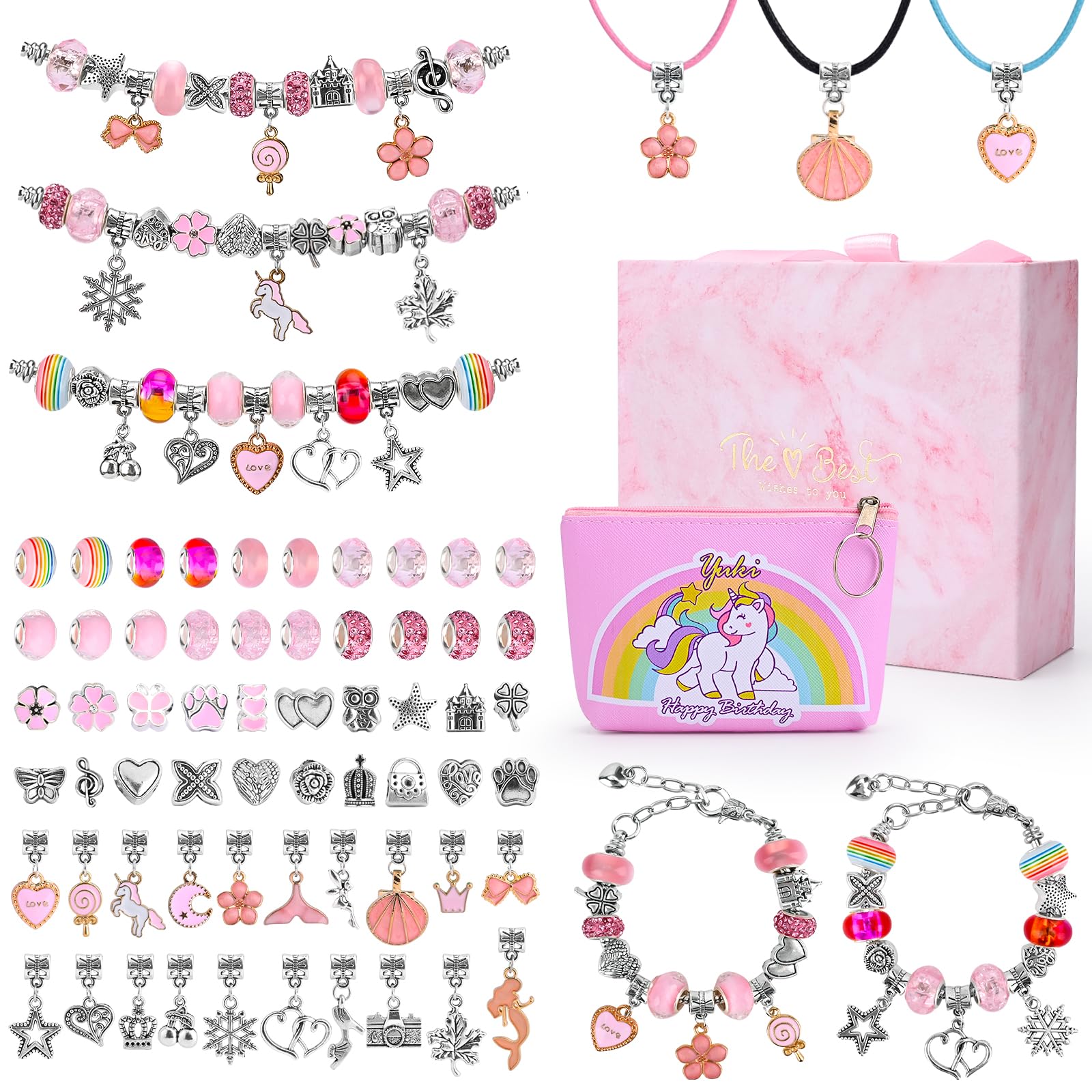 Donaky Jewellery Bracelet Making Kit Charm Kids Jewellery Sets for Girls DIY Beads for Bracelet Making Craft Kits for 6-12 Years Old Kids Children Teenage