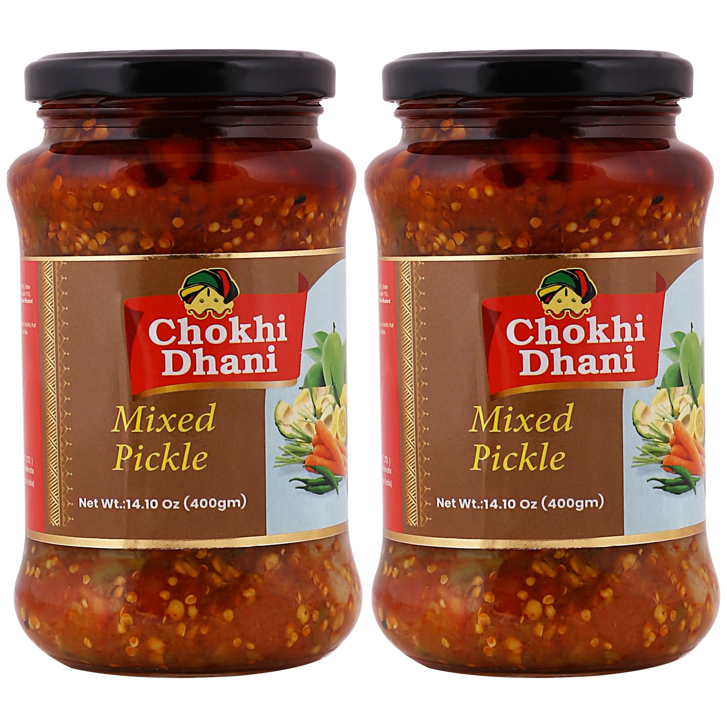 Chokhi DhaniMixed Pickle | Spicy Indian Achar with Mango, Carrot, Chili & Lime | Traditional Masala Blend | No Preservatives | Homemade Taste | Pack of 2, 400 gm