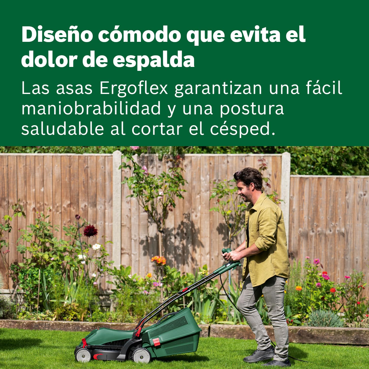 Bosch cortacésped con cable UniversalRotak 37-555 (1400 W de potencia del motor, ancho de corte: 37 cm, cesta colectora de 40 litros, asas Ergoflex)
