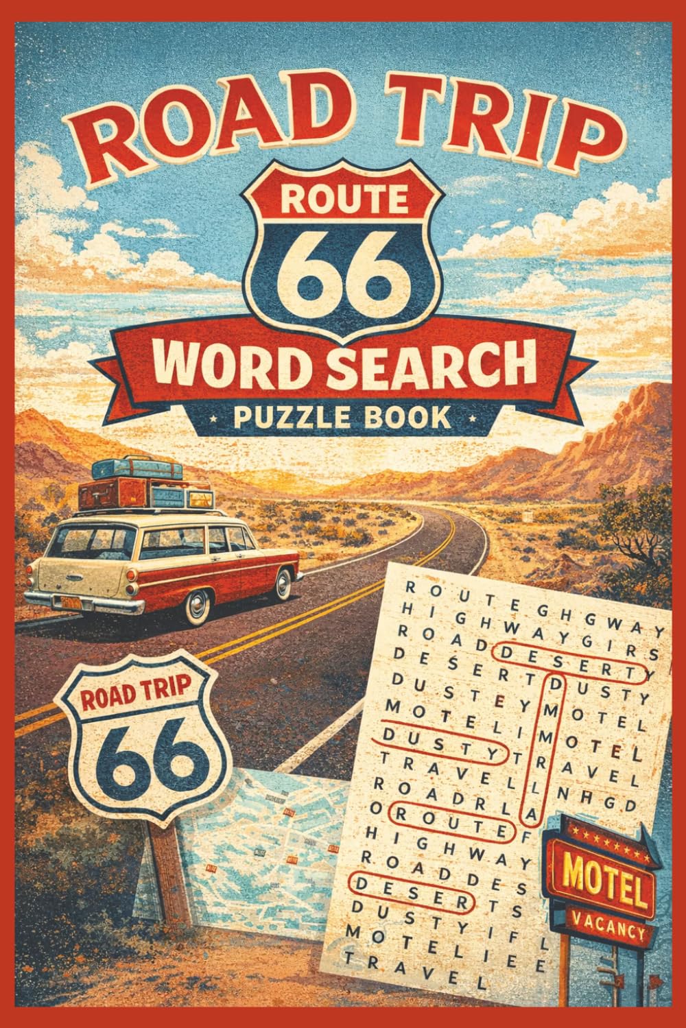 Route 66 Road Trip Word Search: Large Print Puzzle Book with 1200 Words: Fun and Easy-to-Read Word Searches for Adults and Seniors