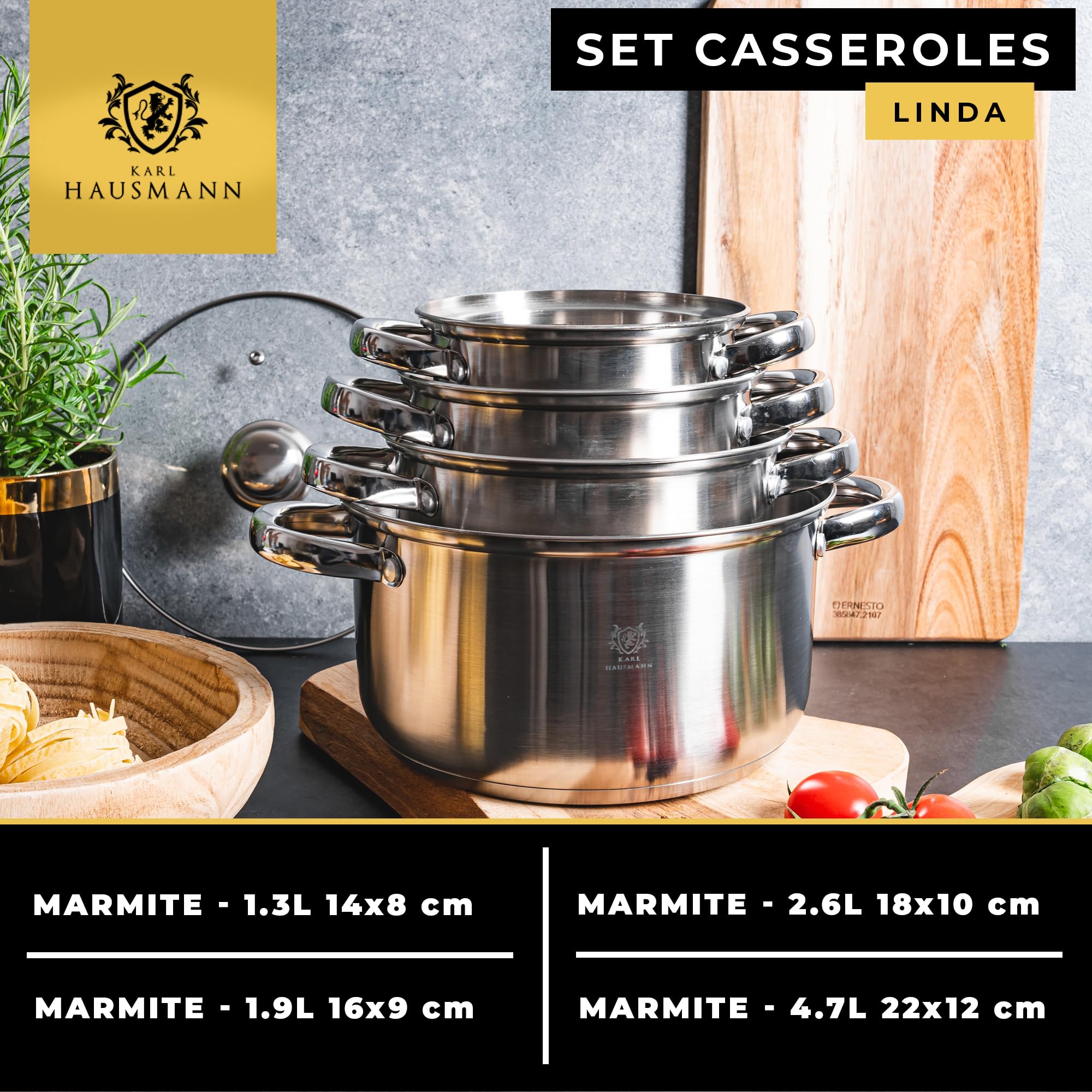 Casserole À Induction Avec Couvercle En Verre, Revêtement Anti-Adhésif