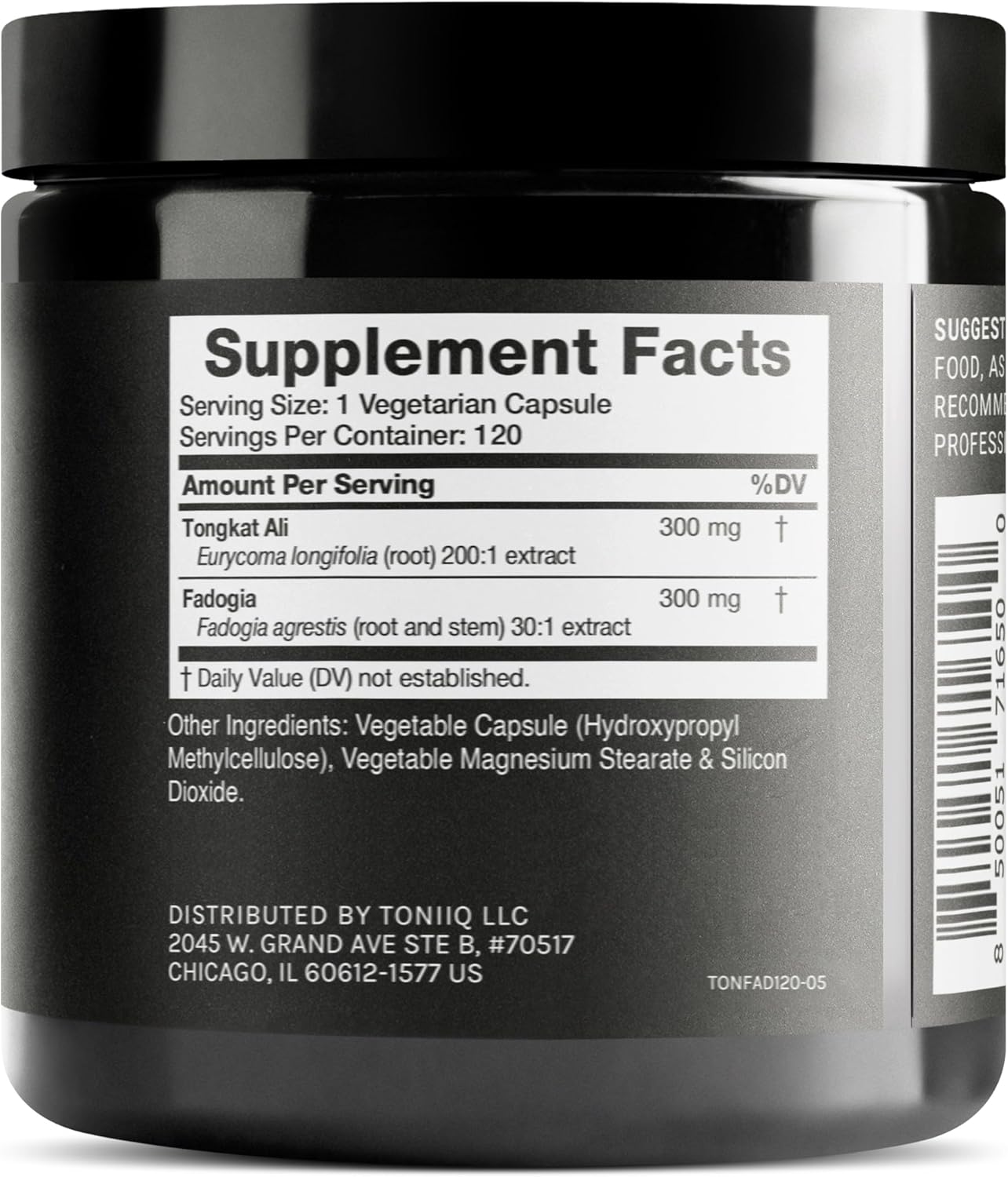 Tongkat Ali Fadogia Agrestis - Ultra High Potency 200:1 Tongkat Ali & 30:1 Fadogia Agrestis - 2% Eurycomanone -Third-Party Lab Tested - 120 Capsules