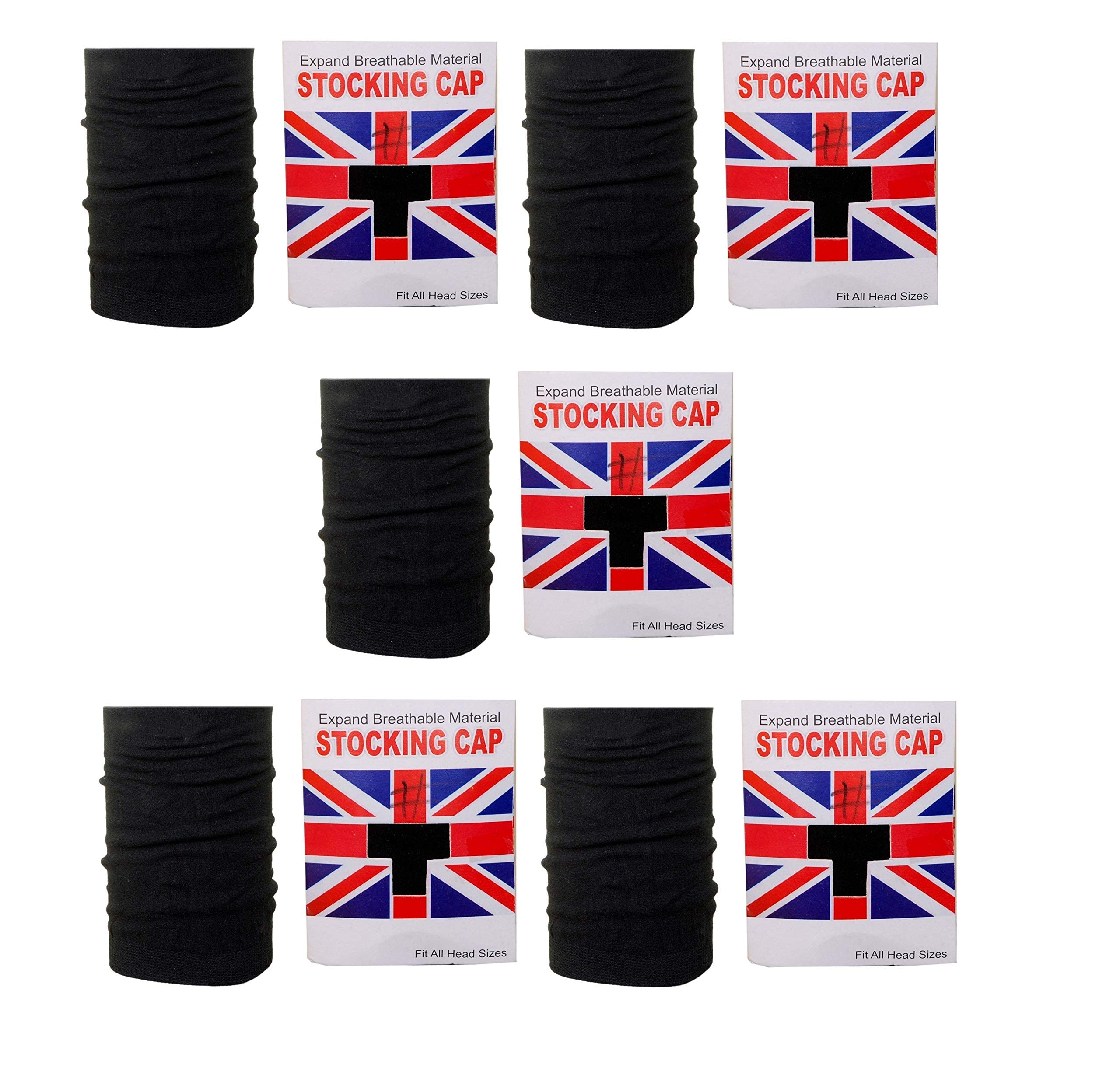 BISMAADH 5 Pack London Expand Breathable Material Stocking Caps for Wigs Stretchy Nylon Wig Caps Wig Caps for Women Man Black