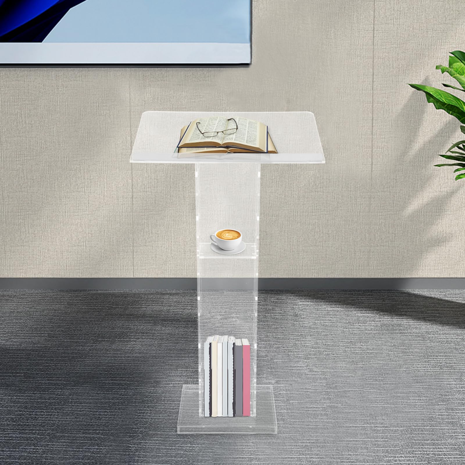 Podium en acrylique - 60 x 40 x 110 cm - Pupitre de conférencier transparent - Convient pour les écoles, les églises, les messages, les universités, les conférences de presse et autres lieux