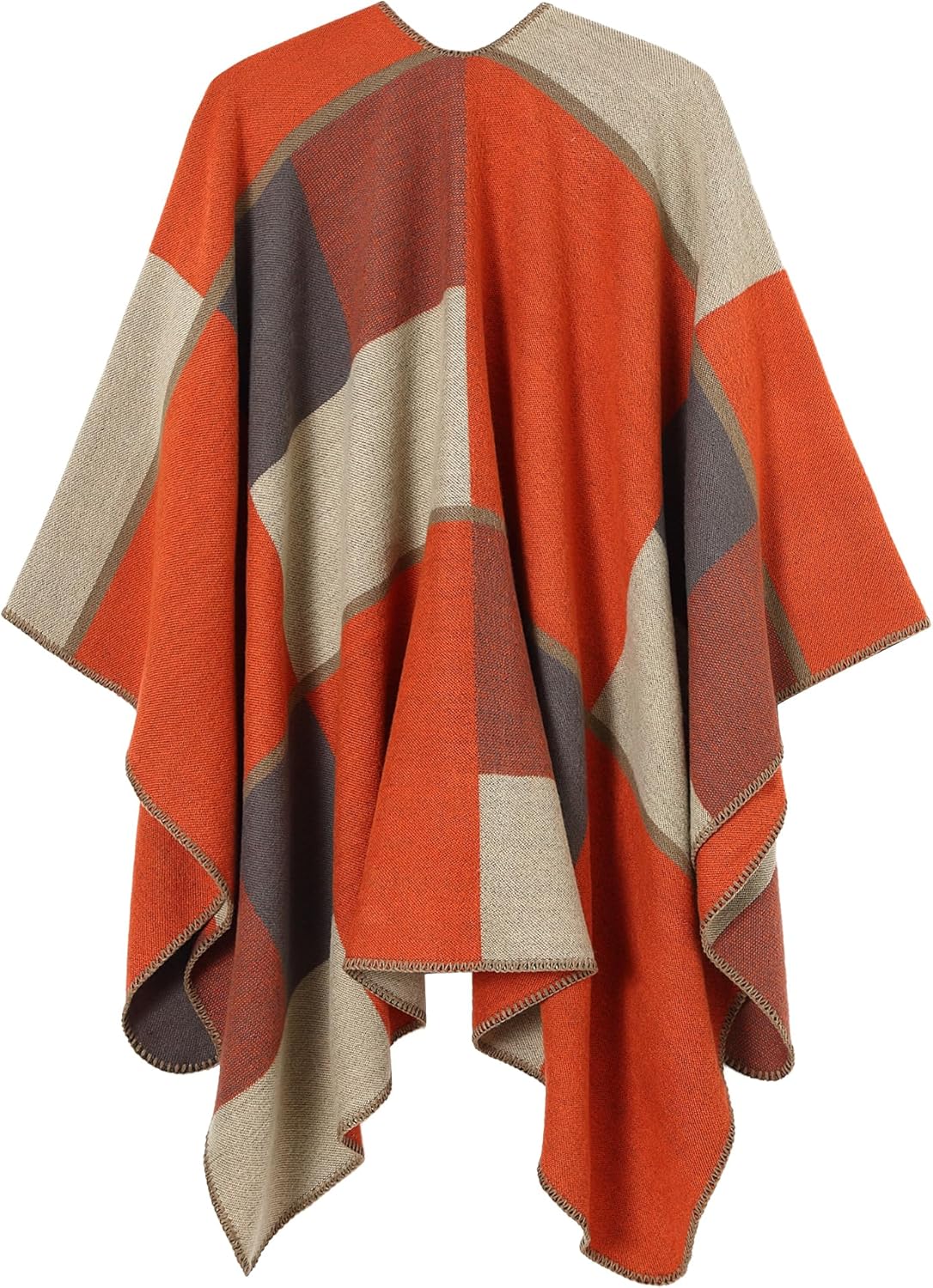 Women Shawl Wrap Poncho Cape Oversized Cardigan Open Front Coat Warm Scarf for Fall Winter - Image 3