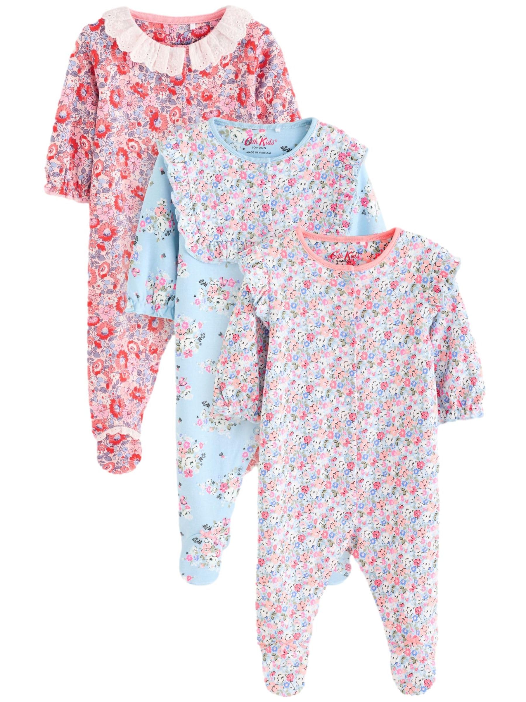 NEXT Baby Mädchen Cath Kidston Florale Babyschlafanzüge aus 100% Baumwolle, 3er-Pack