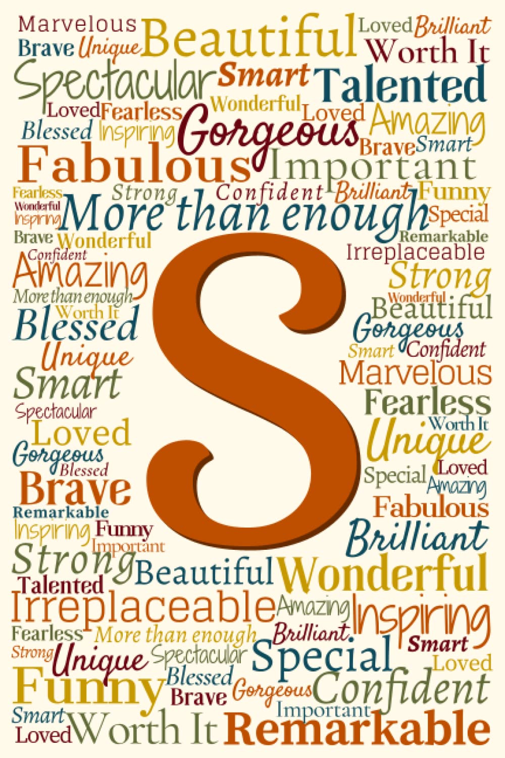 S: Monogram Initial S Notebook for Women, Fall Color Affirmations