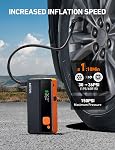 AstroAI M12-F 6000A Jump Starter with Air Compressor, Car Battery Booster Pack (All Gas & 10.0 L Diesel) with 150PSI Tire Inflator, 10 Protections, for 12V Cars, Motorcycles, SUV