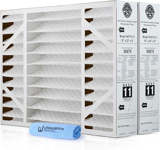 Lennox X6670 16x25x5 MERV 11 Air Filter – 2-Pack – Slightly Dented, Never Used