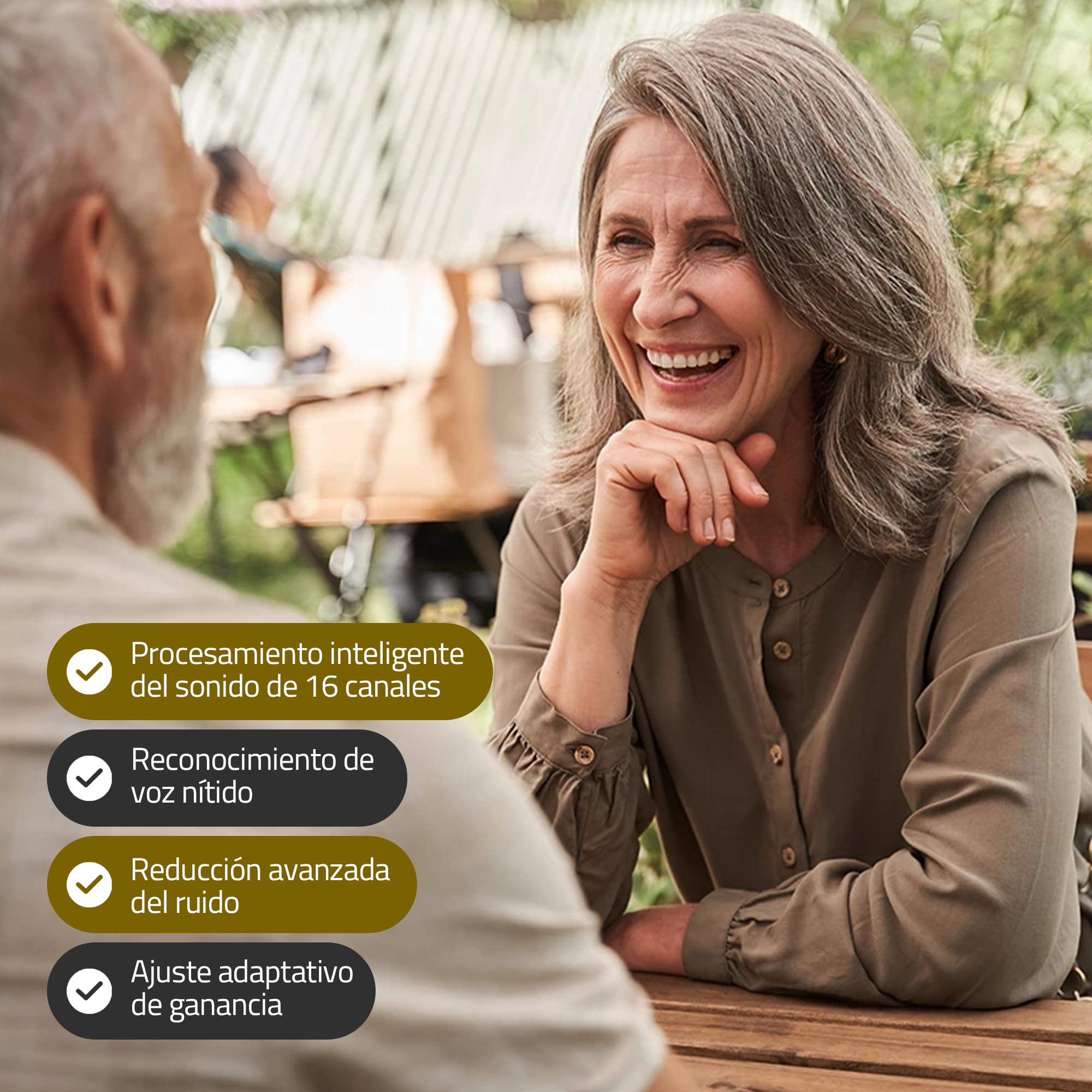 Amplificador Auditivo Recargable - Amplificador de Sonido para Mayores Inalámbrico con Bluetooth para Llamadas y Música y APP Móvil, 16 Canales de Nueva Generación, Invisible, Manual y APP en Español