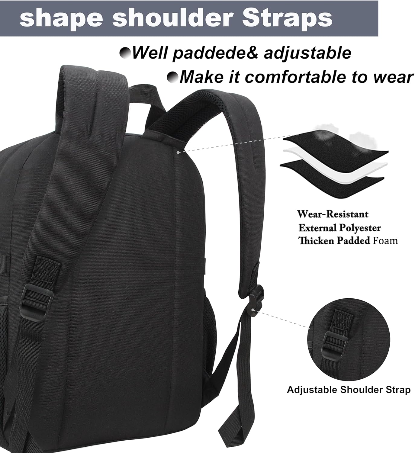 SUPACOOL Black Backpack For School, Bookbag for Boys, Girls and Kids, Boys backpacks, Laptop Compartment,Travel Backpack for Men and Women(Black) | For School, Bookbag, Boys backpacks, Travel Backpack - Image 6