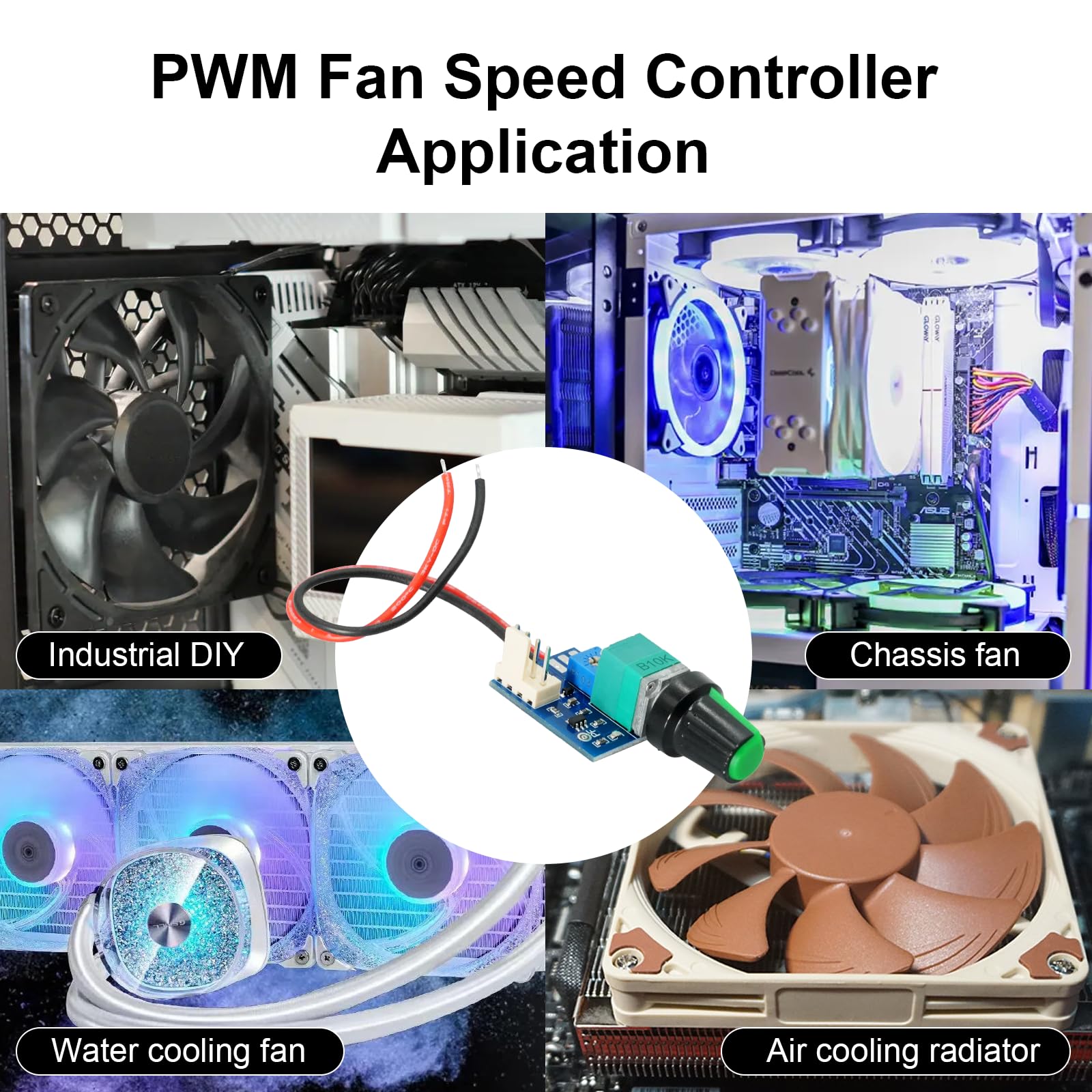1 PCS PWM Regolatore di velocità della ventola,4Pins 1 canali fan controller PC CPU Manopola di controllo della velocità del regolatore per Il Telaio del PC del Computer（Con precablaggio）