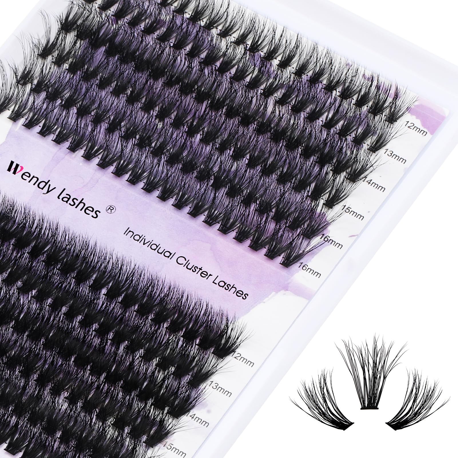 WENDY Pestañas Postizas Individual D Curl 0.07mm Mix 8-16mm Cluster Lashes 3D Effect Extensión de Pestañas Professional DIY(C3-D-816) — view 11