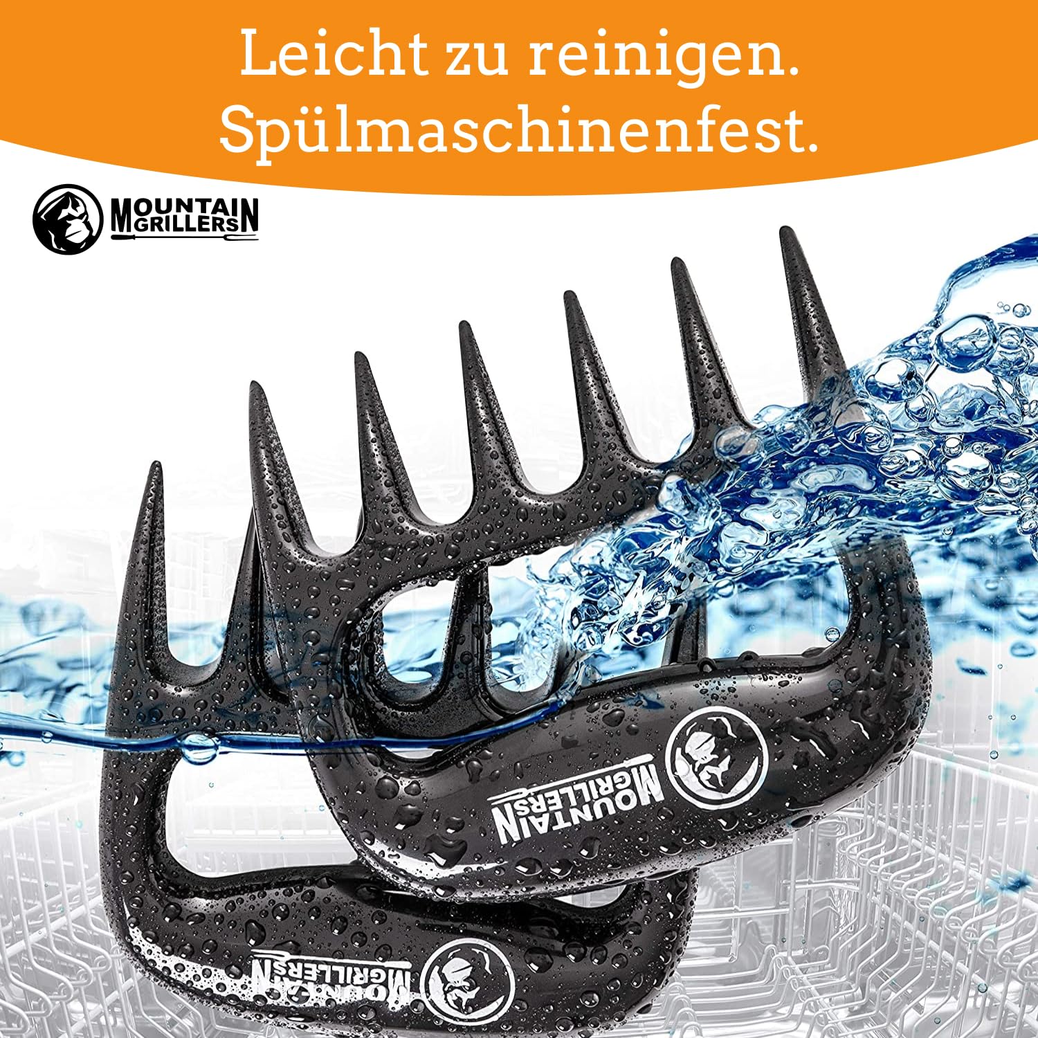 Mountain Grillers Pulled Pork Gabeln - Hochwertige Meat Claws für amerikanisches BBQ Pulled Pork - Fleischkrallen aus Kunststoff zum Zerteilen - Spülmaschinenfeste Bärentatzen Für Grillabende