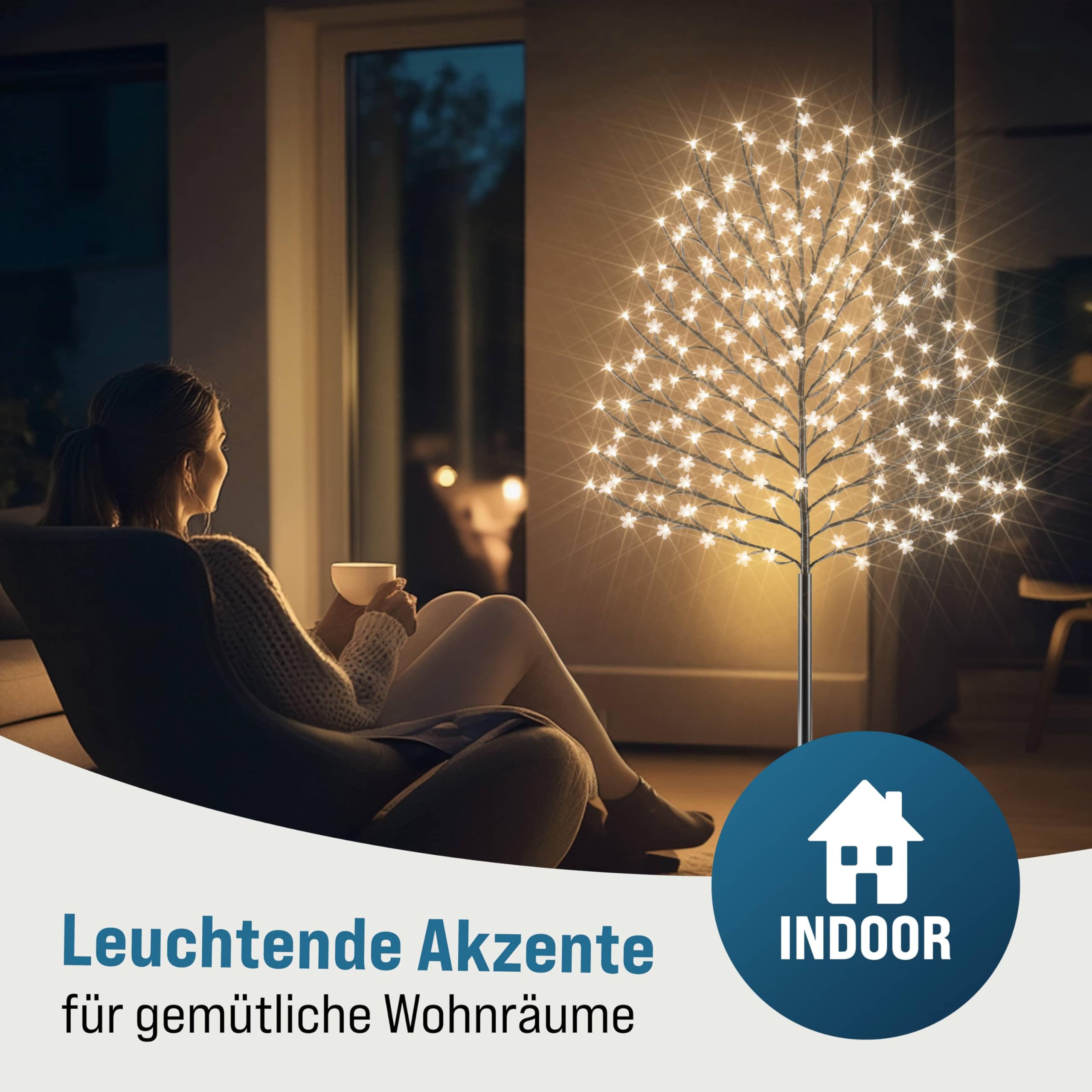 MONZANA® Kirschblütenbaum 2er Set 220 cm 220 LED Warmweiß Außen Innen Künstlich Groß Deko Weihnachten Weihnachtsdeko Kirschbaum Leuchtbaum Lichterbaum