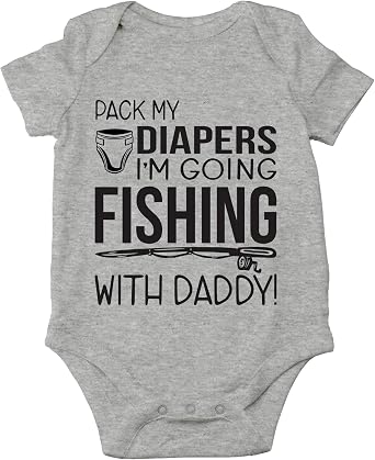 Pack My Diapers, Im Going Fishing With Daddy - Funny Baby Bodysuit